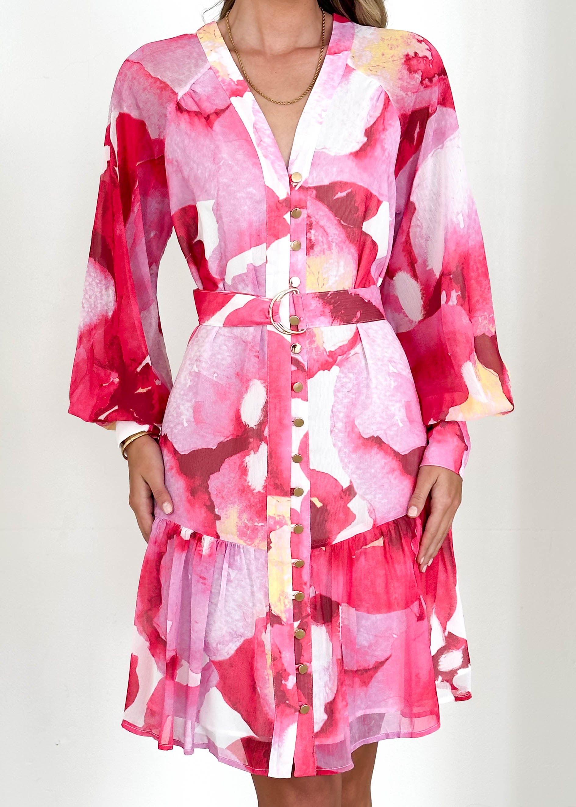 Samarah Dress - Magenta Watercolour