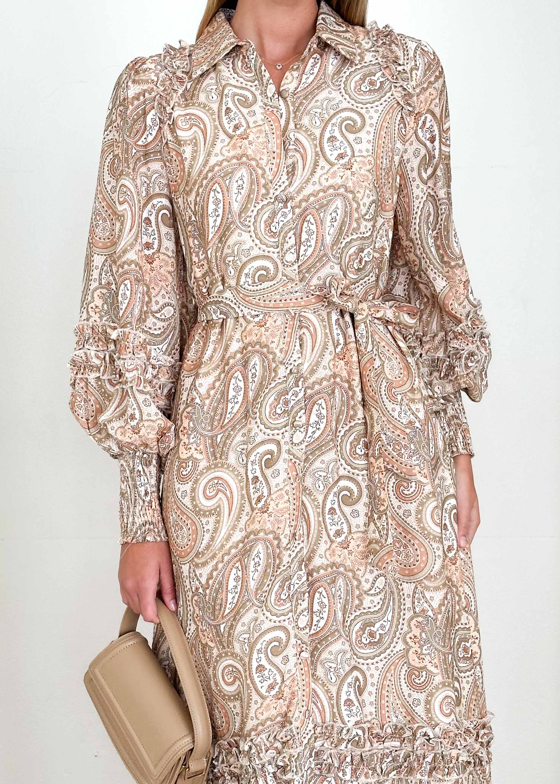 Pambo Maxi Dress - Peach Paisley