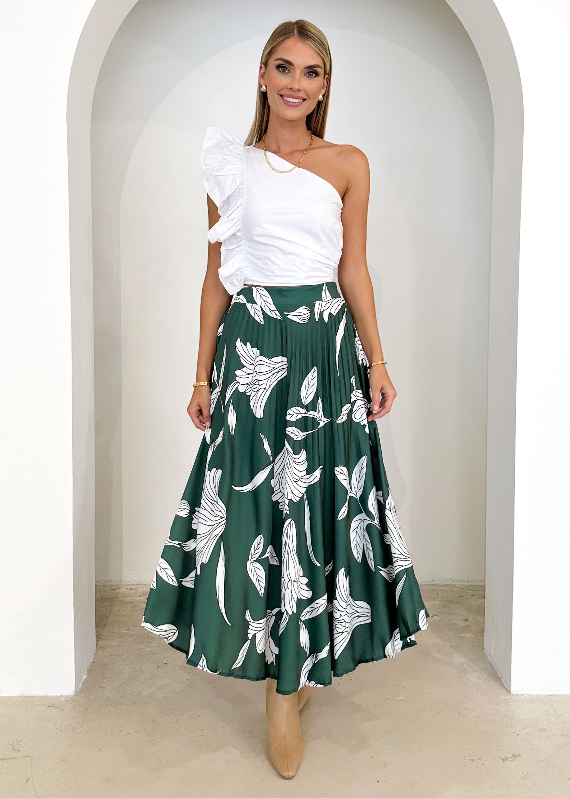 Lylia Midi Skirt - Emerald Lillies
