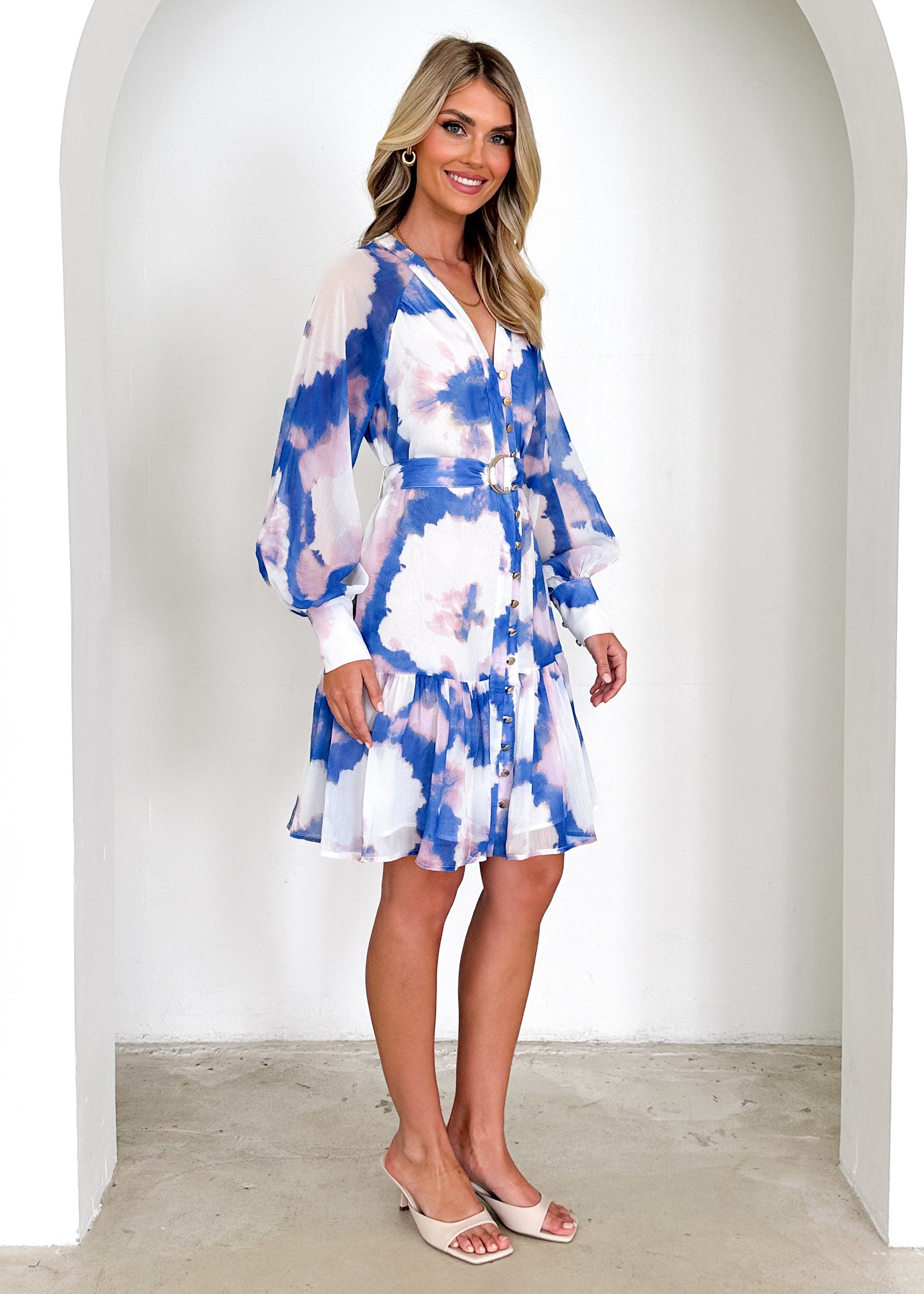 Samarah Dress - Indigo Watercolour