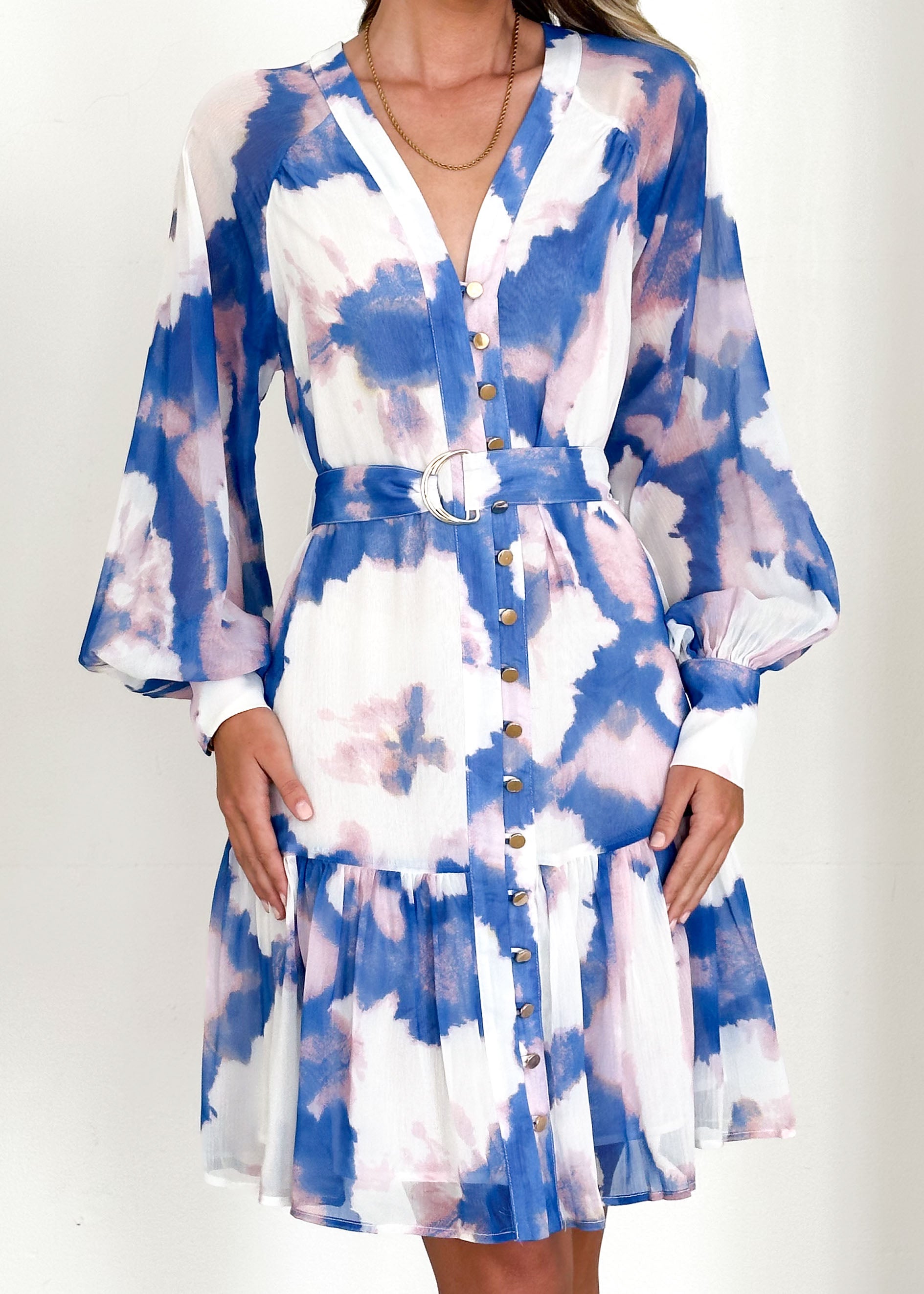 Samarah Dress - Indigo Watercolour