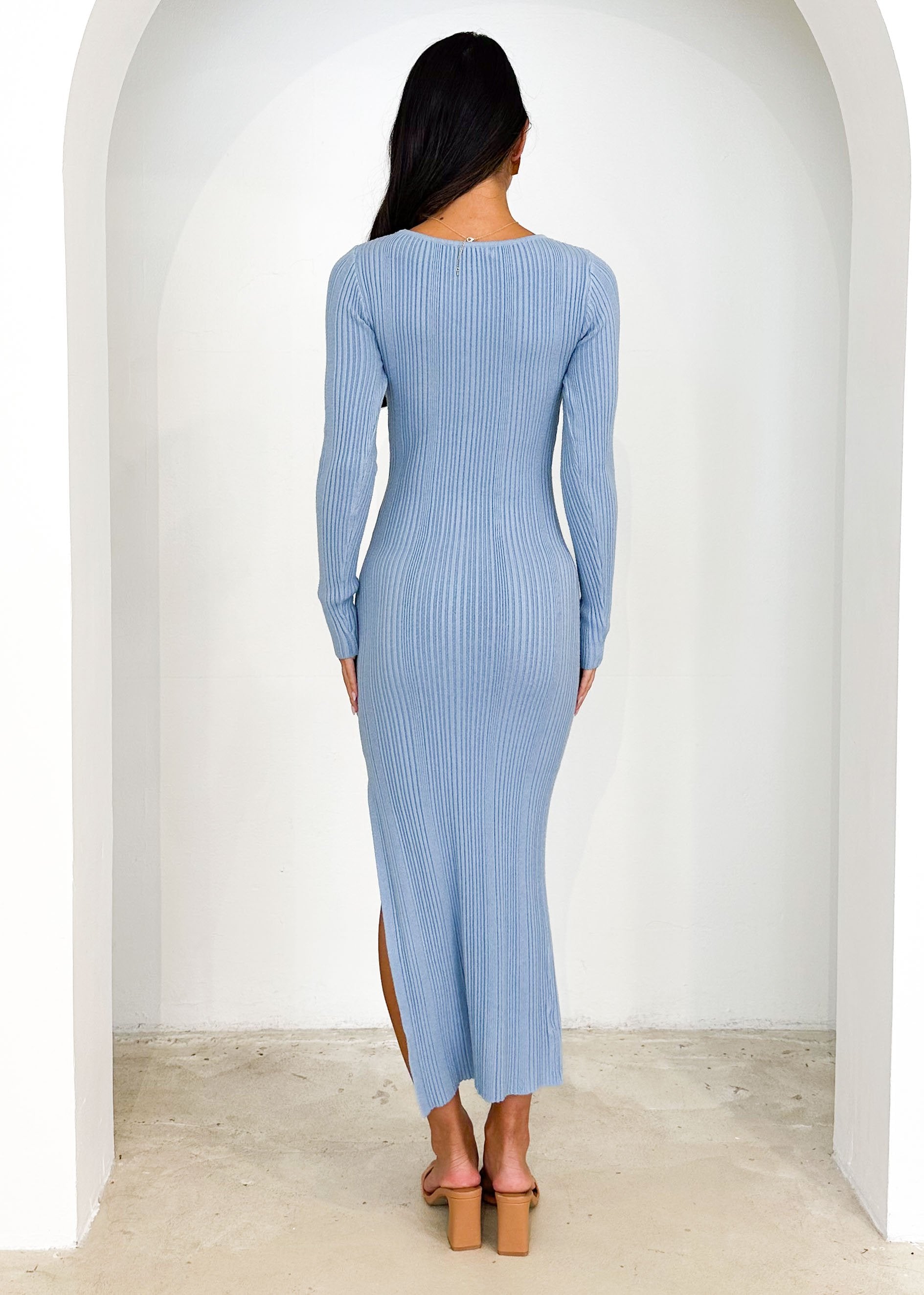 Selina Knit Midi Dress - Blue