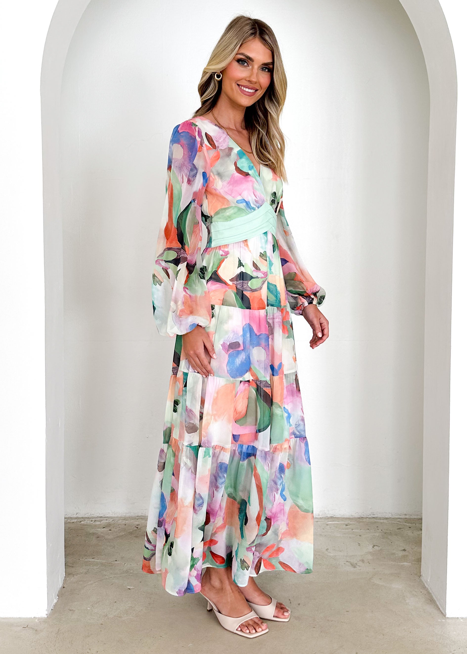 Mayella Maxi Dress - Mint Garden