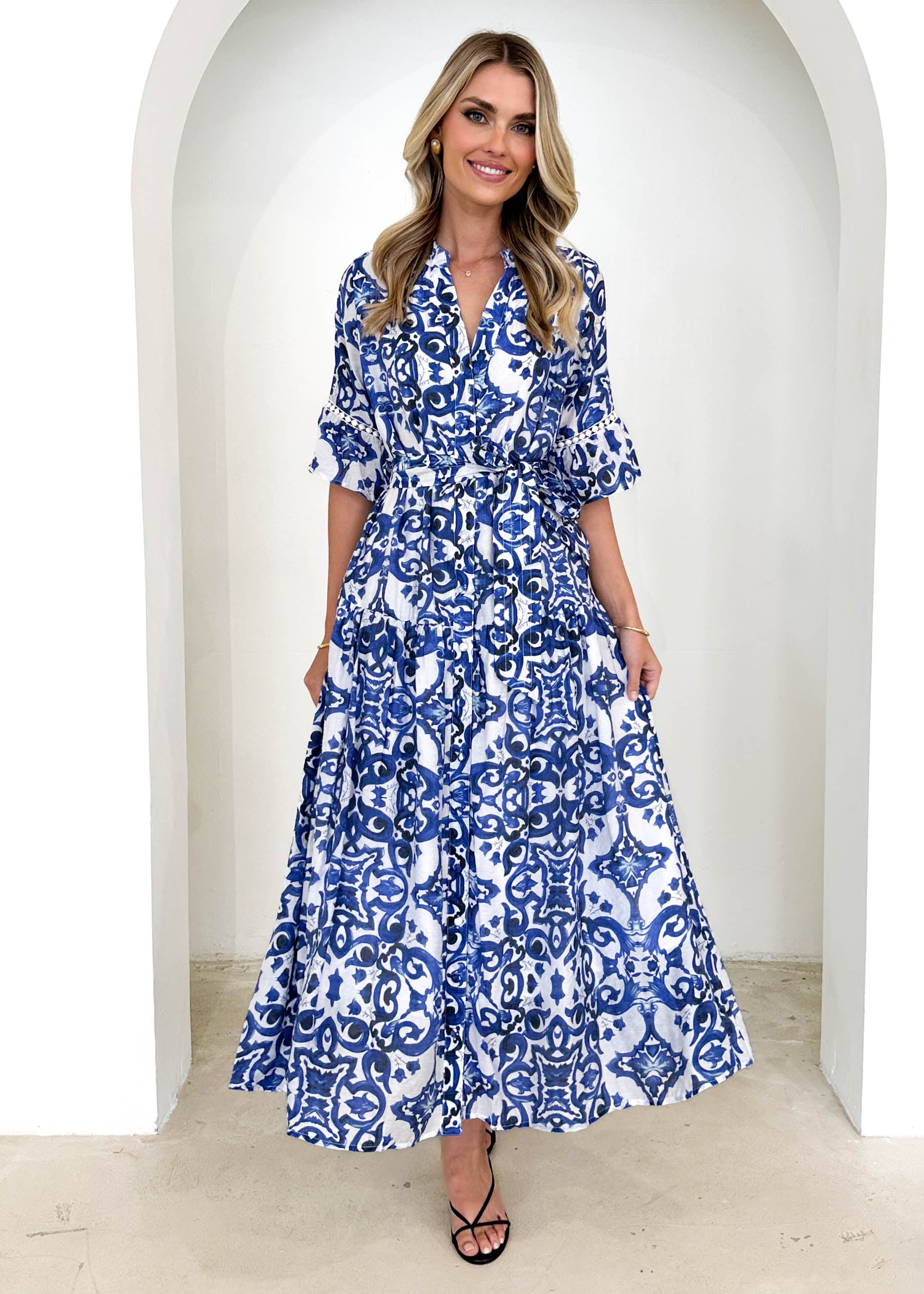 Venice Maxi Dress - Blue Paisley