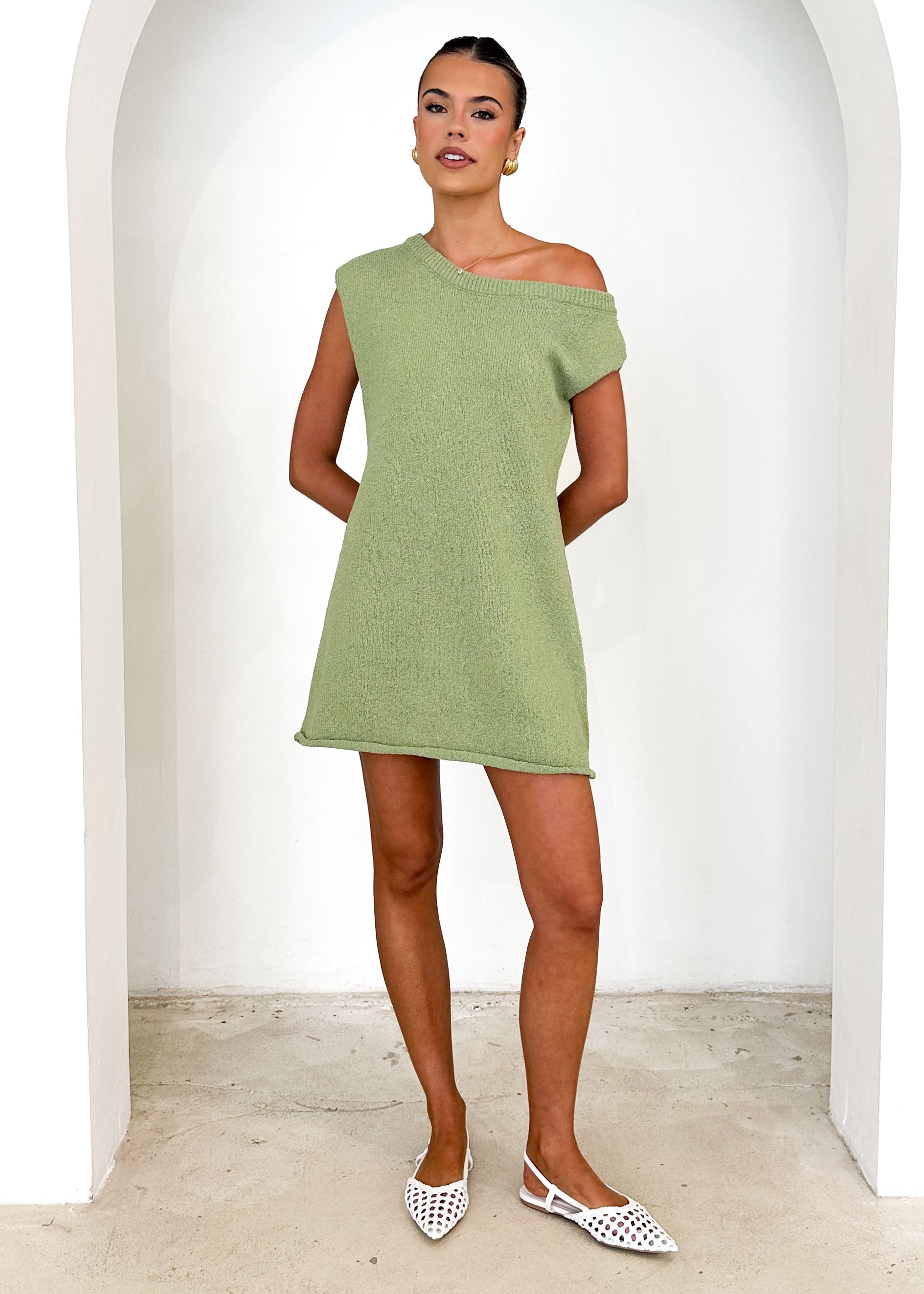 Franky One Shoulder Dress - Green