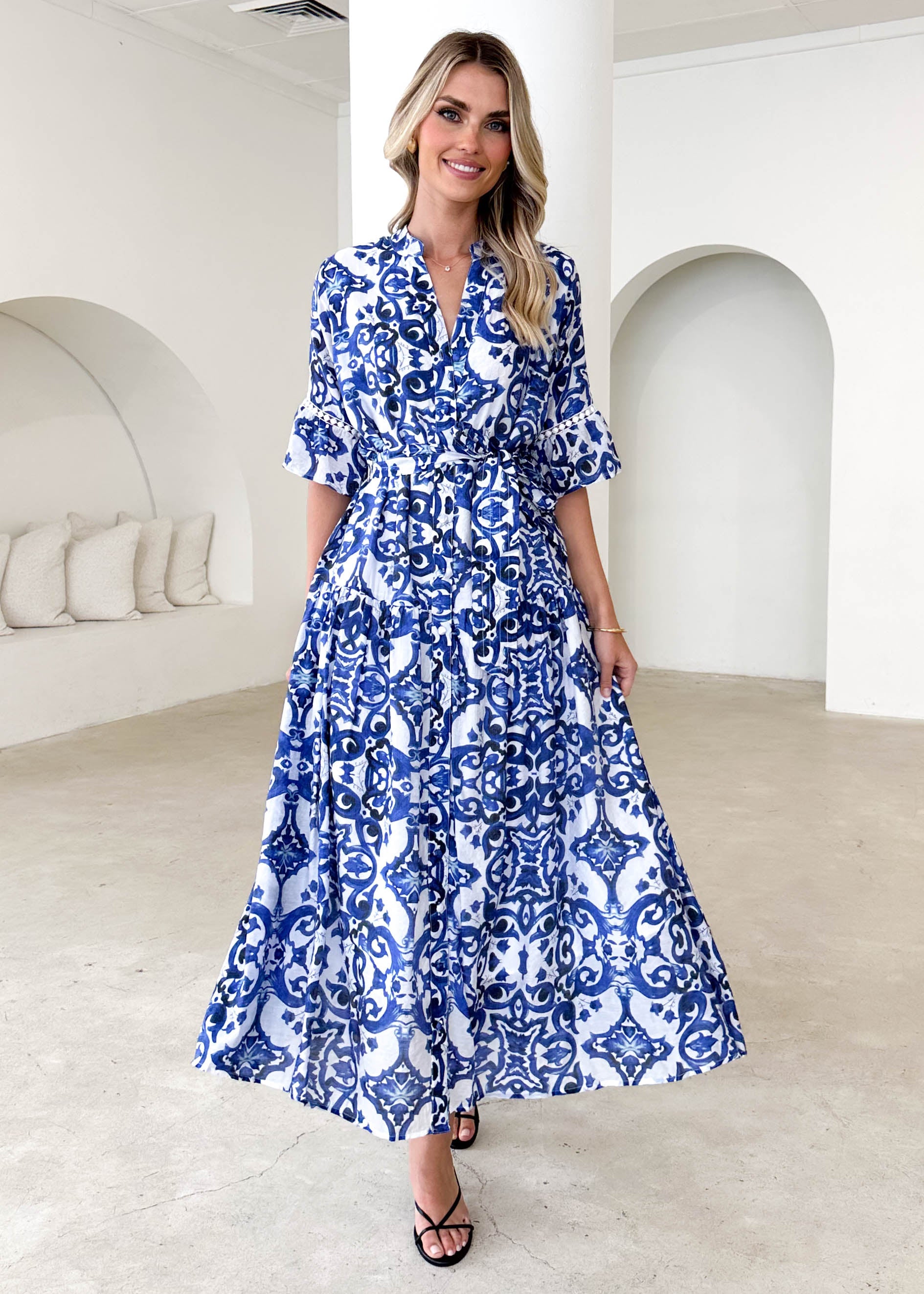 Venice Maxi Dress - Blue Paisley