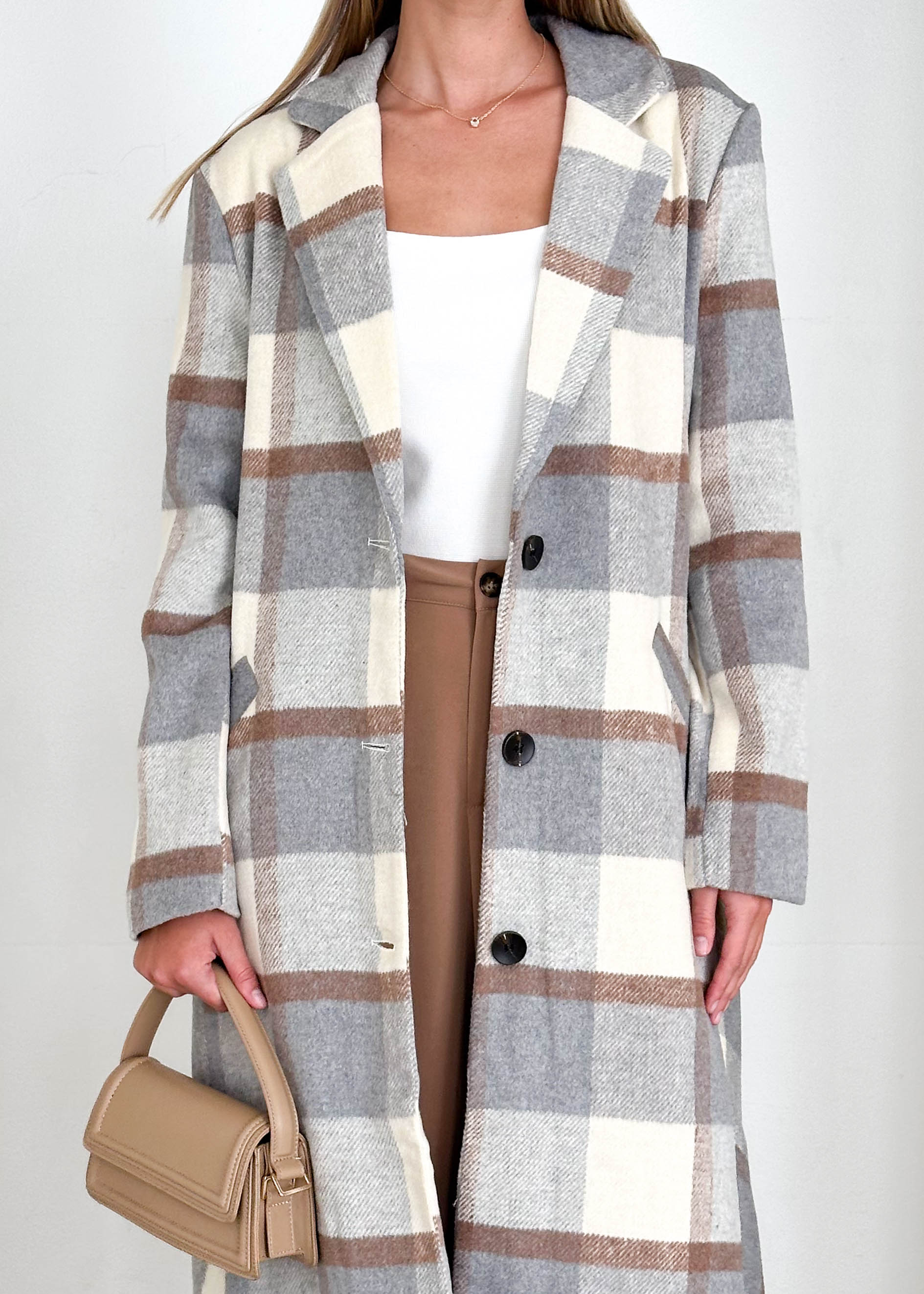 Angelique Coat - Grey Check