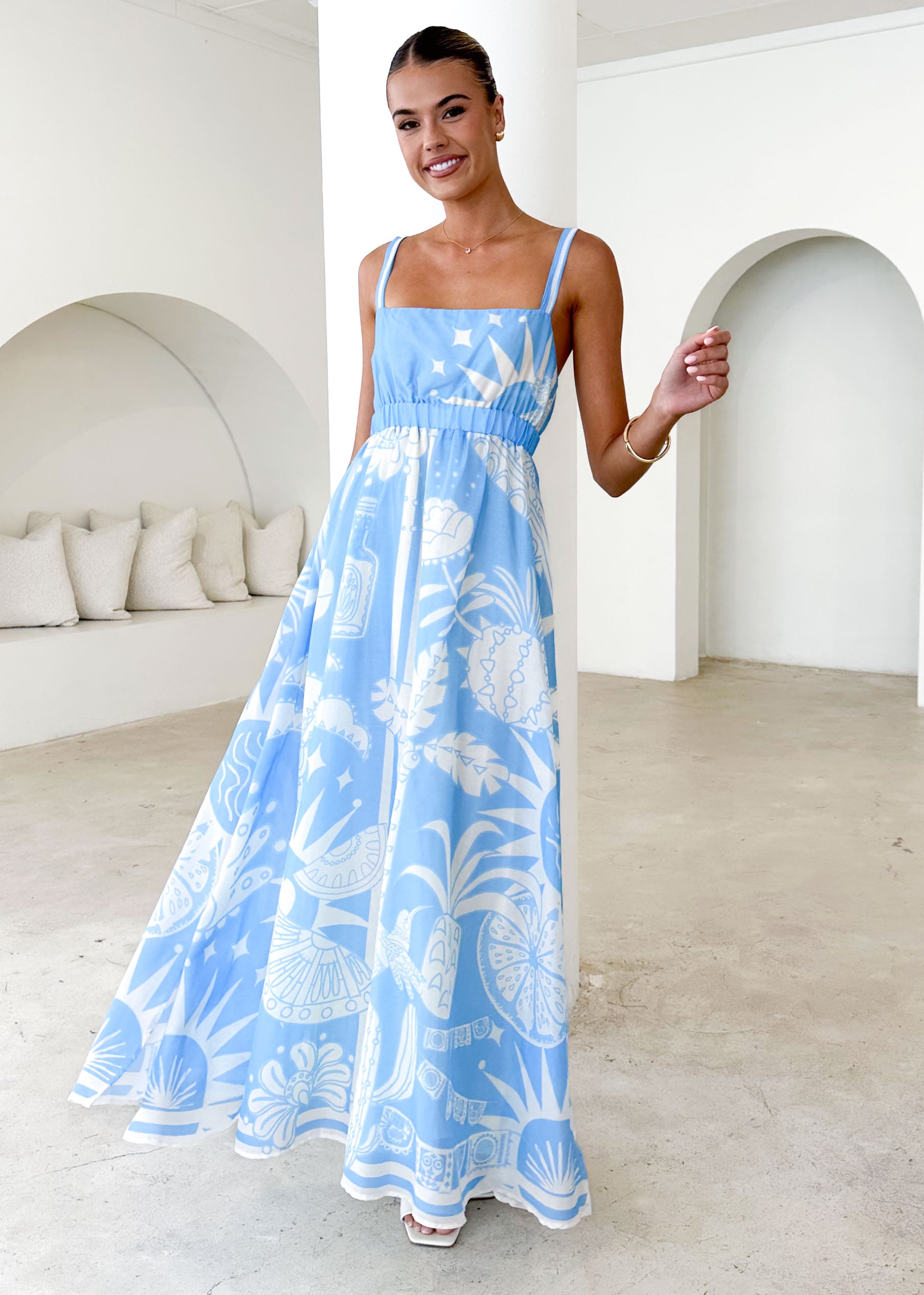 Nerina Maxi Dress - Blue Cabos