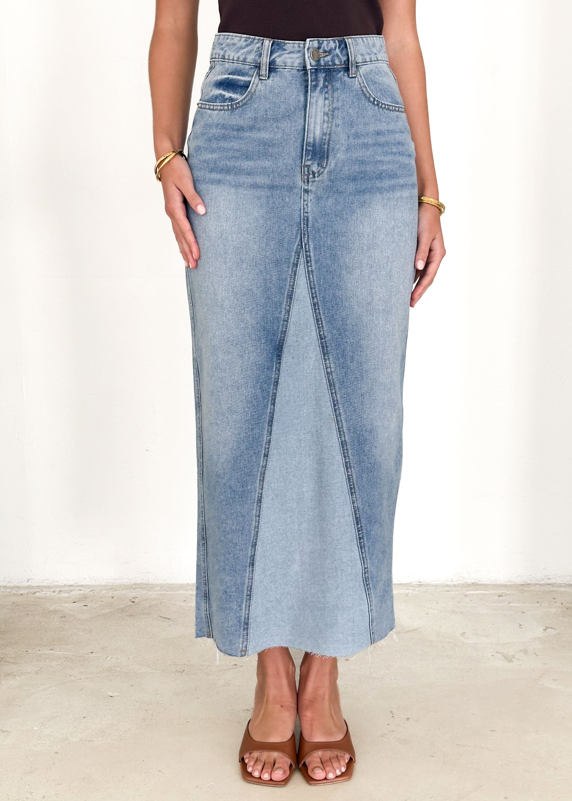 Harlyn Denim Midi Skirt - Light Wash