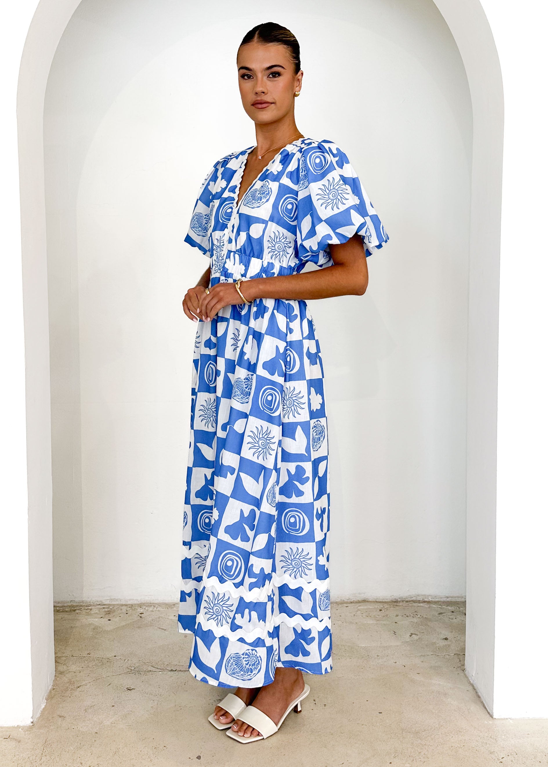 Paislee Maxi Dress - Blue Abstract