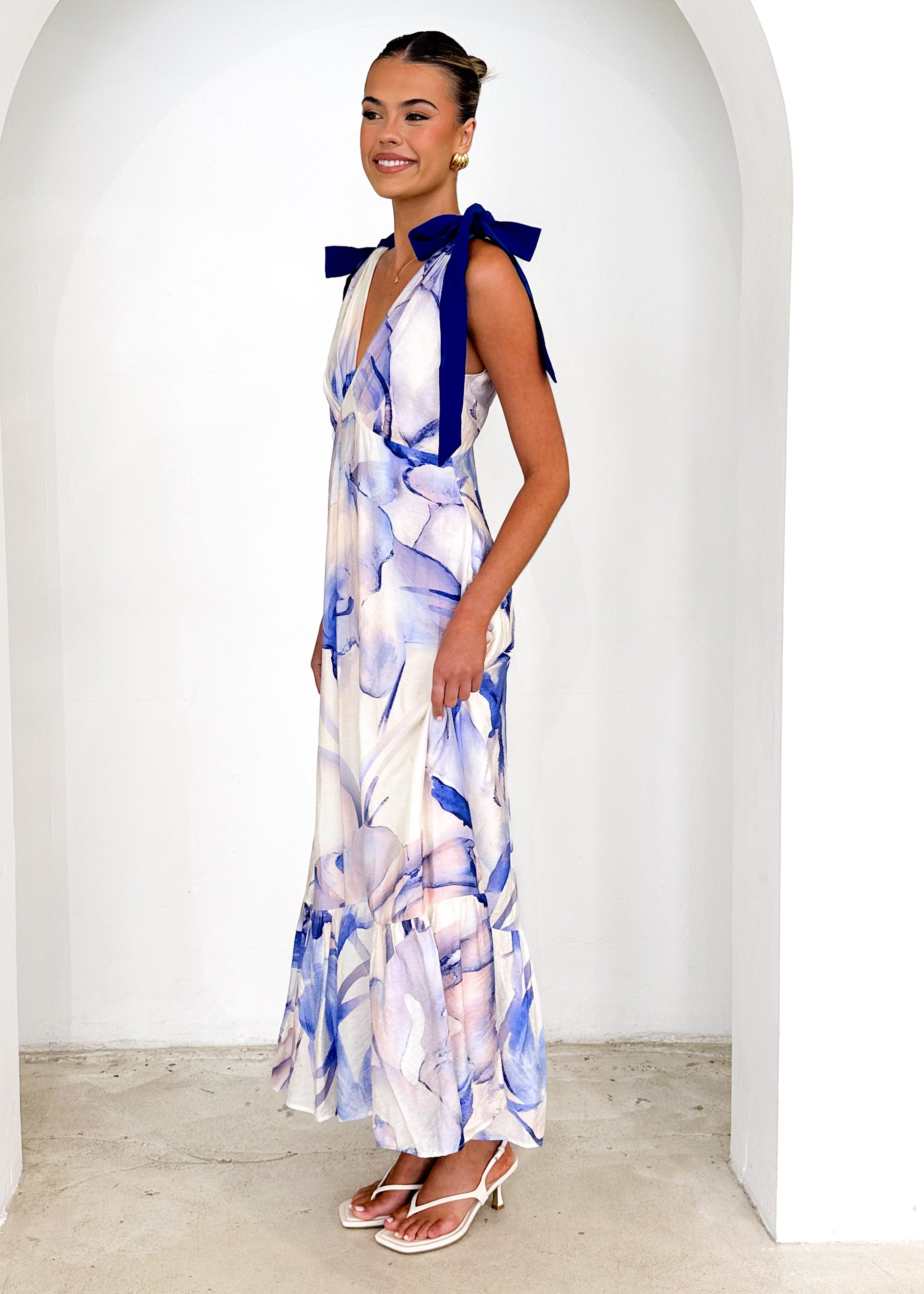 Havana Tie Midi Dress - Lapis Flame