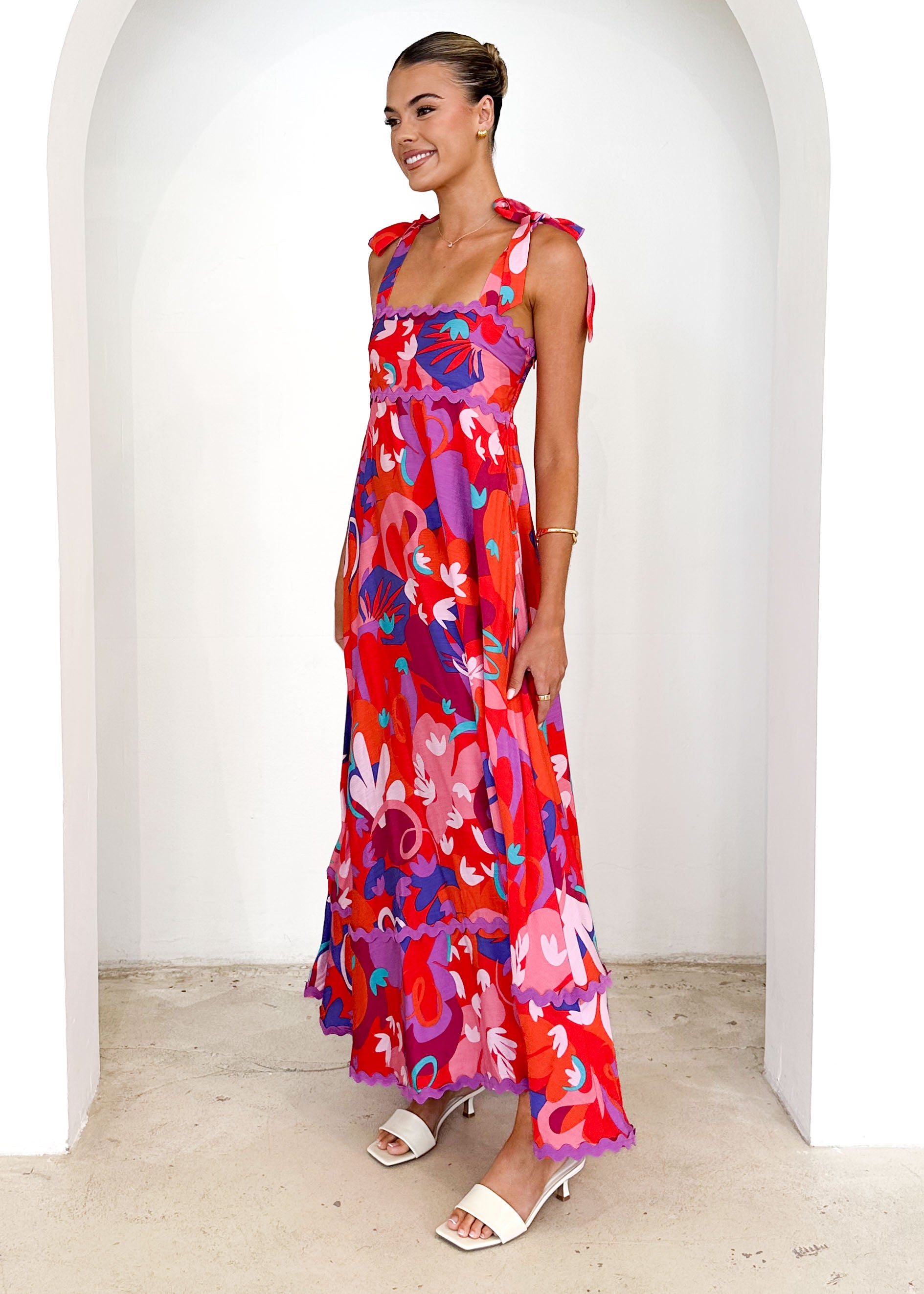 Riri Maxi Dress - Strawberry Abstract