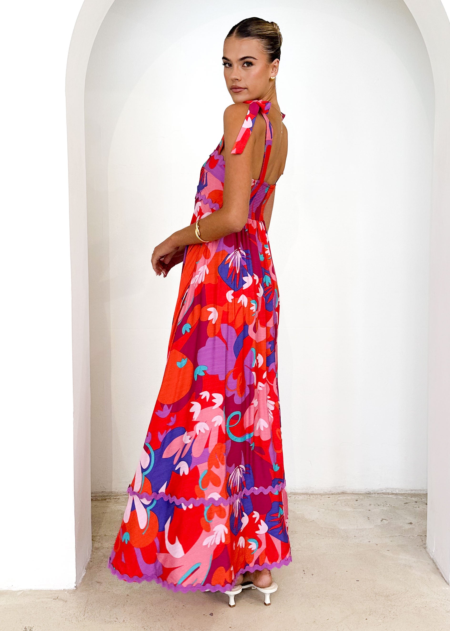 Riri Maxi Dress - Strawberry Abstract