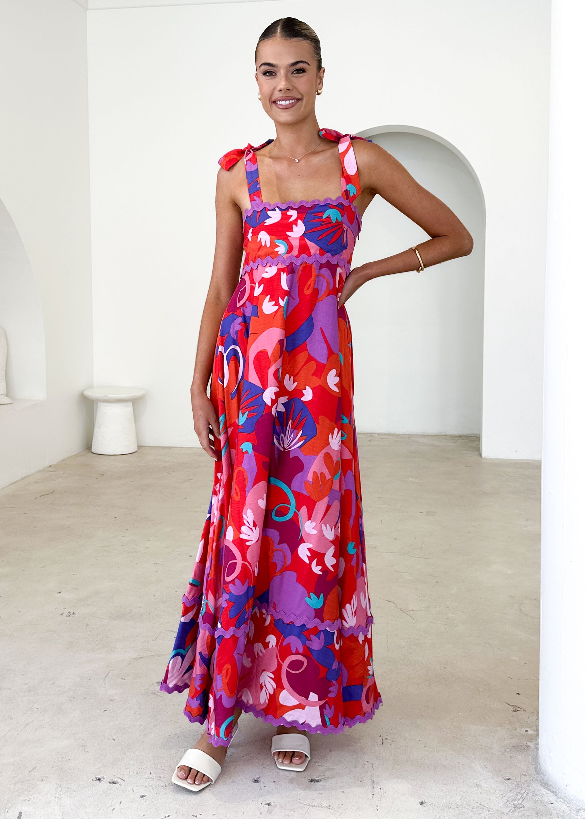 Riri Maxi Dress - Strawberry Abstract