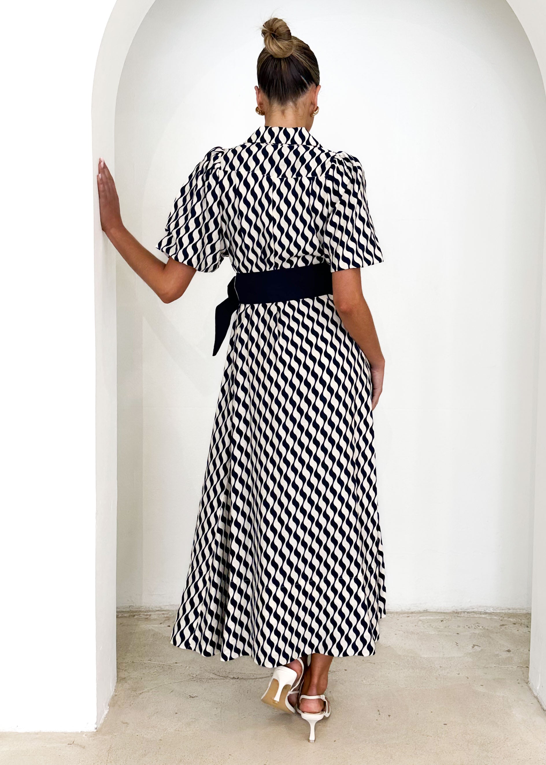 Brunswick Midi Dress - Navy Wave