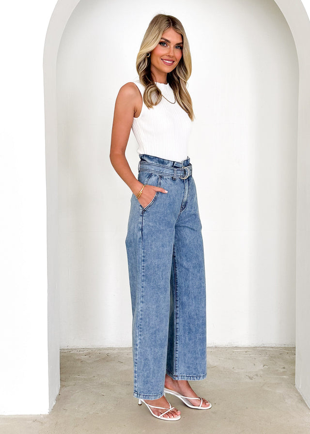 Gwen Paperbag Jeans - Blue