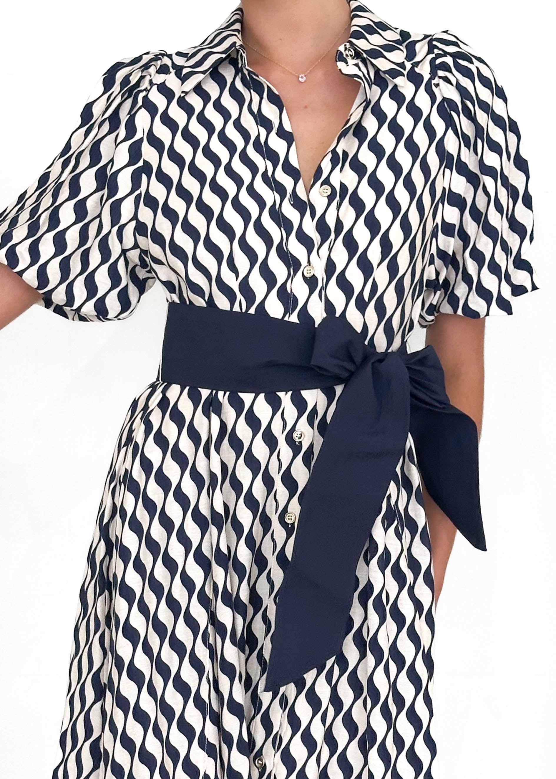 Brunswick Midi Dress - Navy Wave