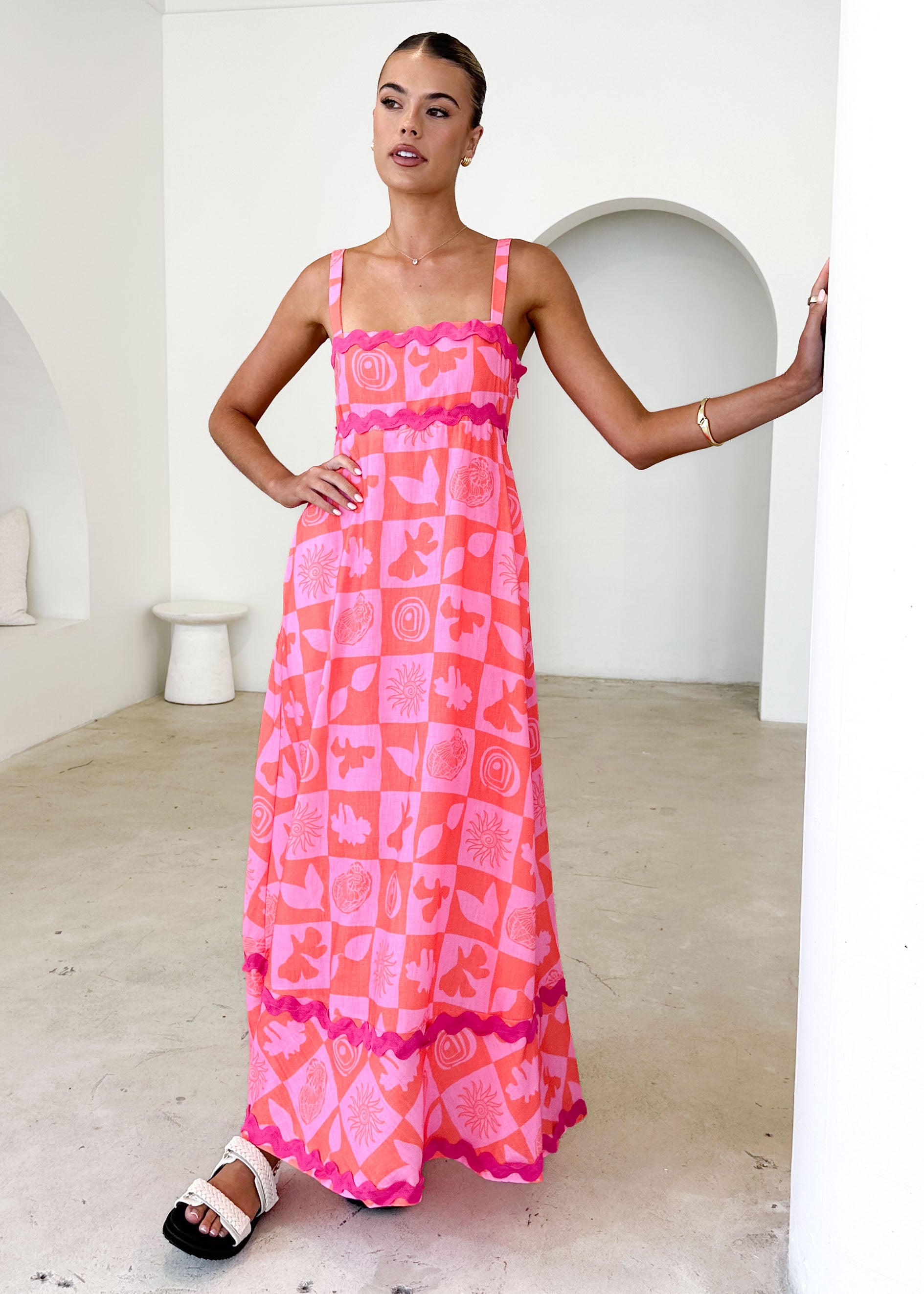 Breezy Maxi Dress - Pink Abstract