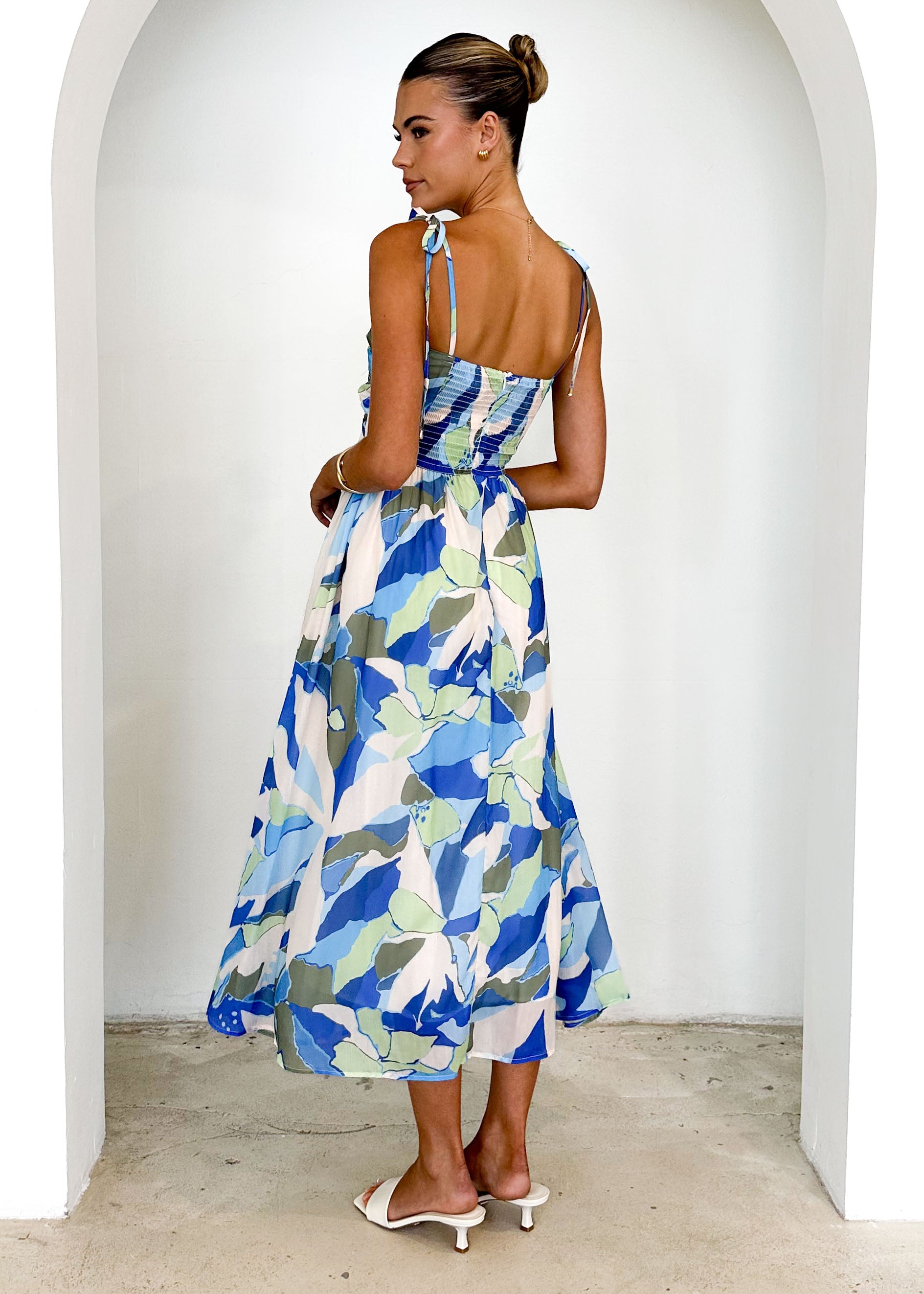 Tibi One Shoulder Maxi Dress - Blue Splash