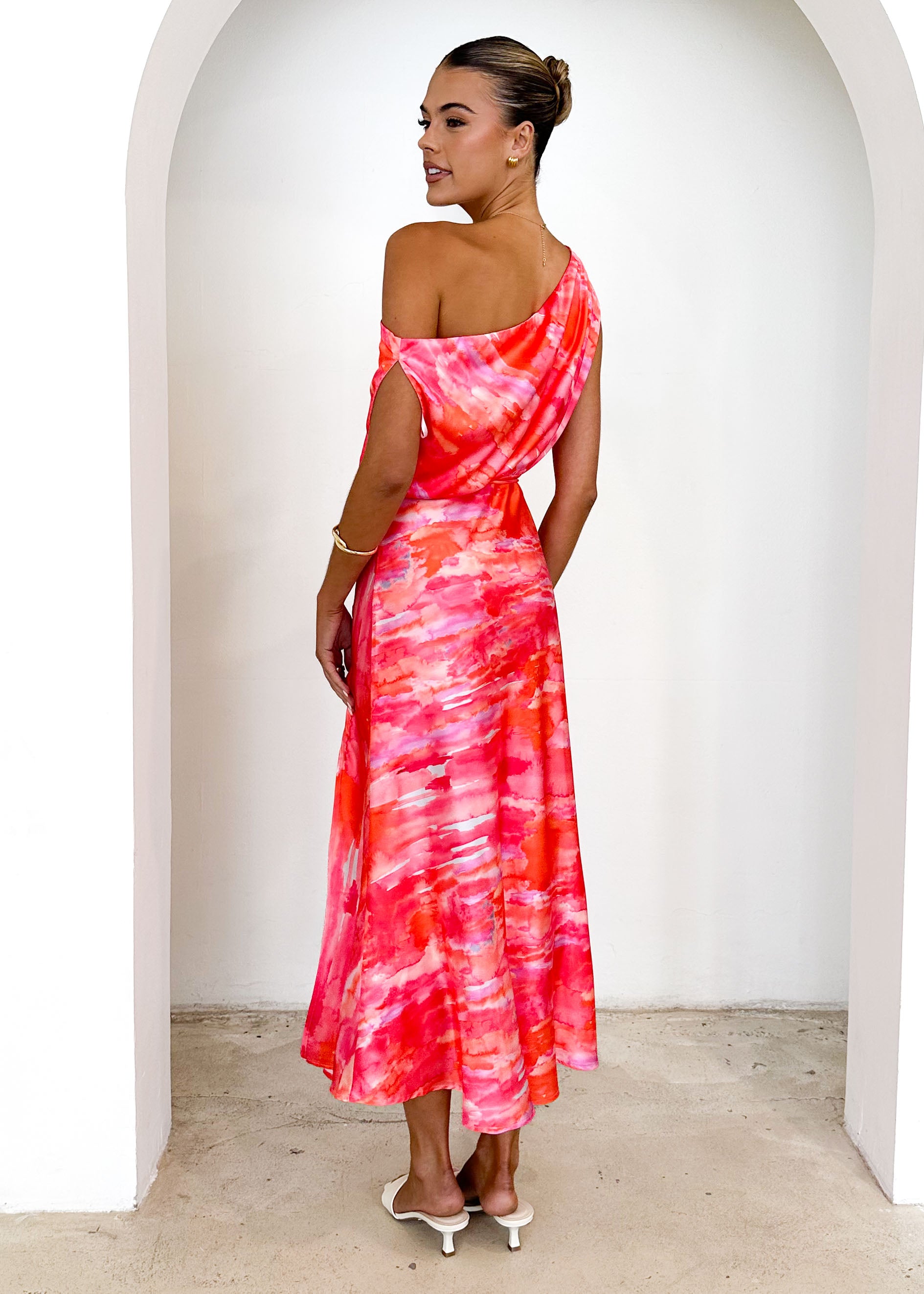 Vivian One Shoulder Maxi Dress - Pink Splash