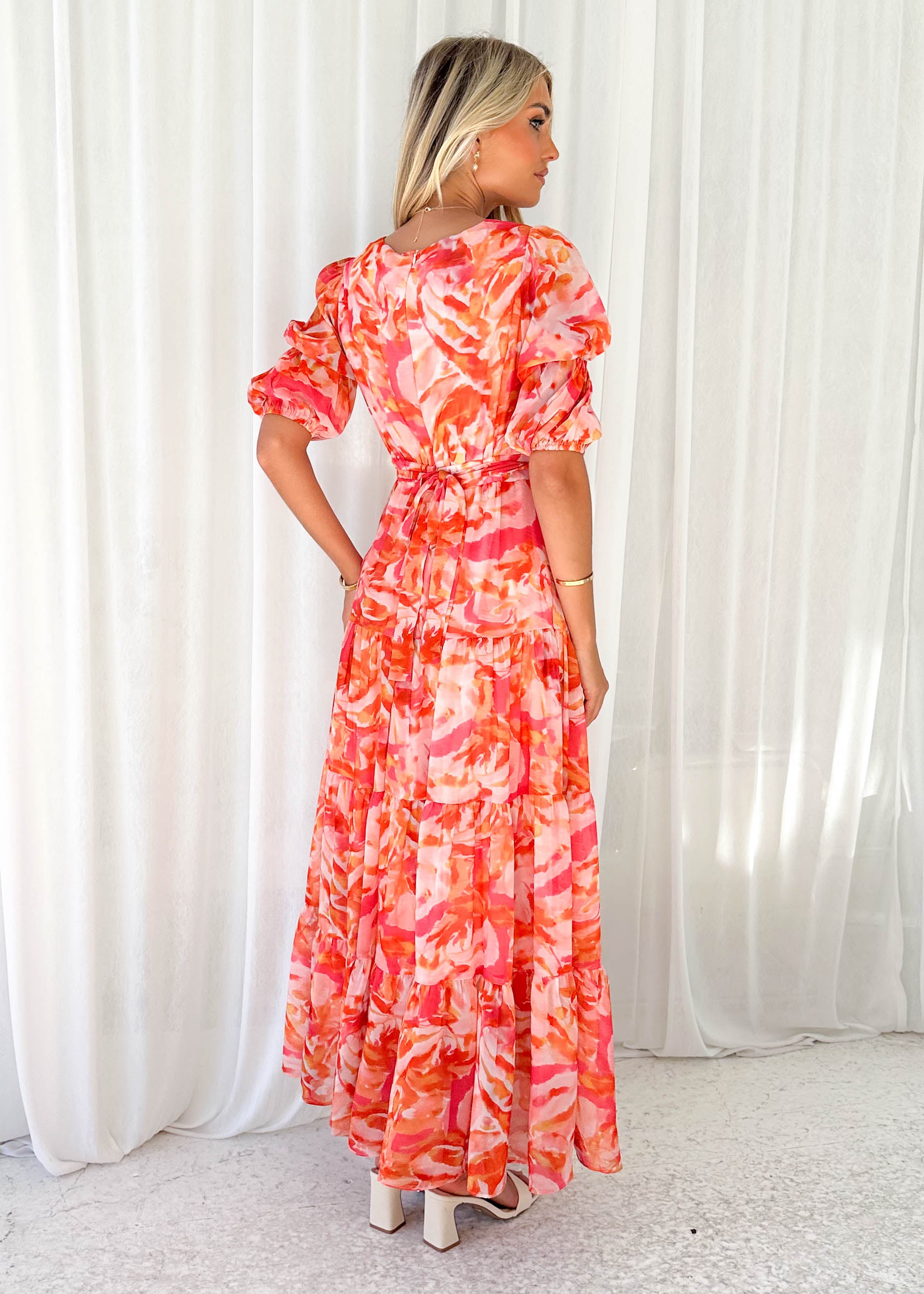Armella Maxi Dress - Peach Swirl