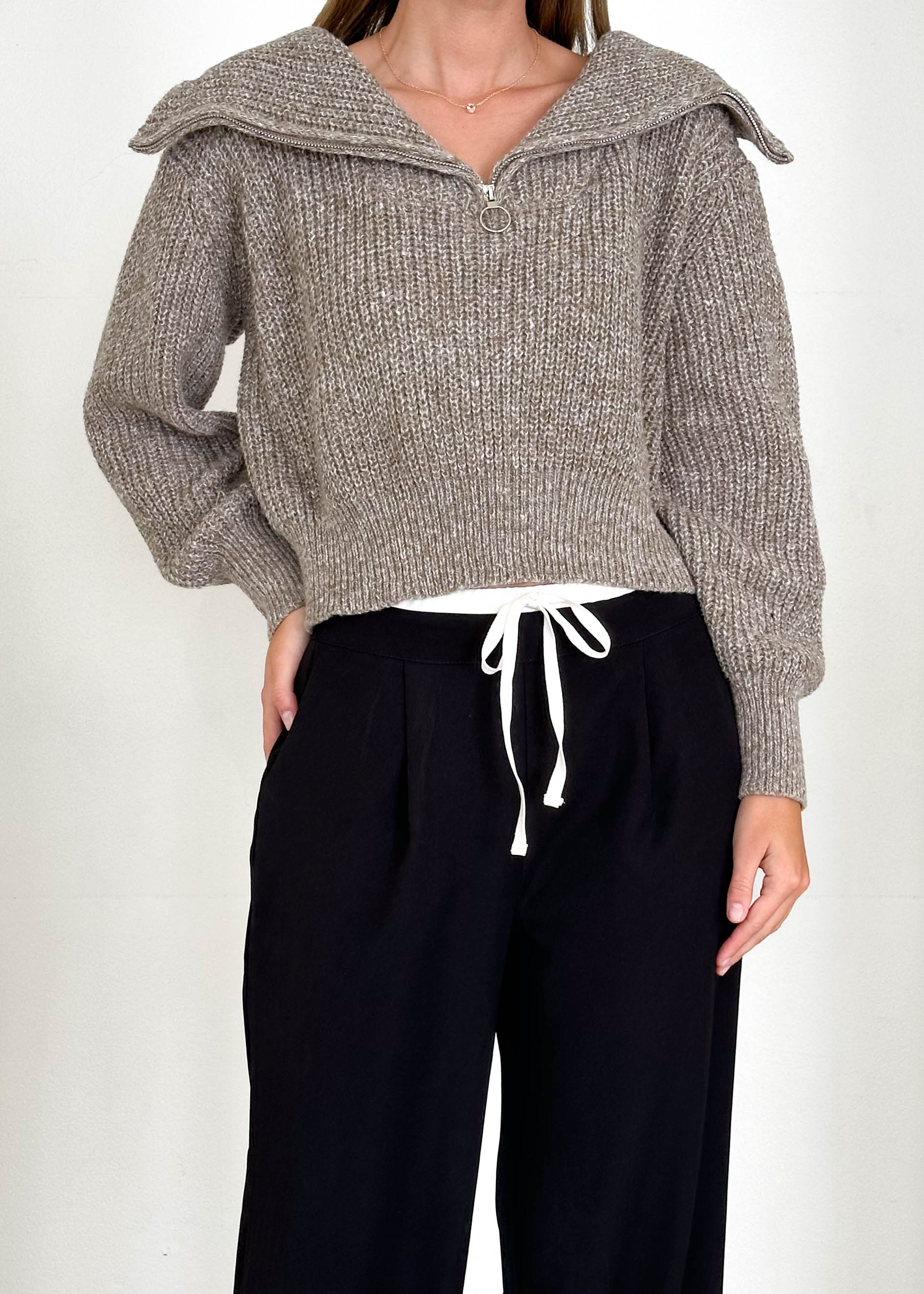 Drimerry Zip Sweater - Mocha