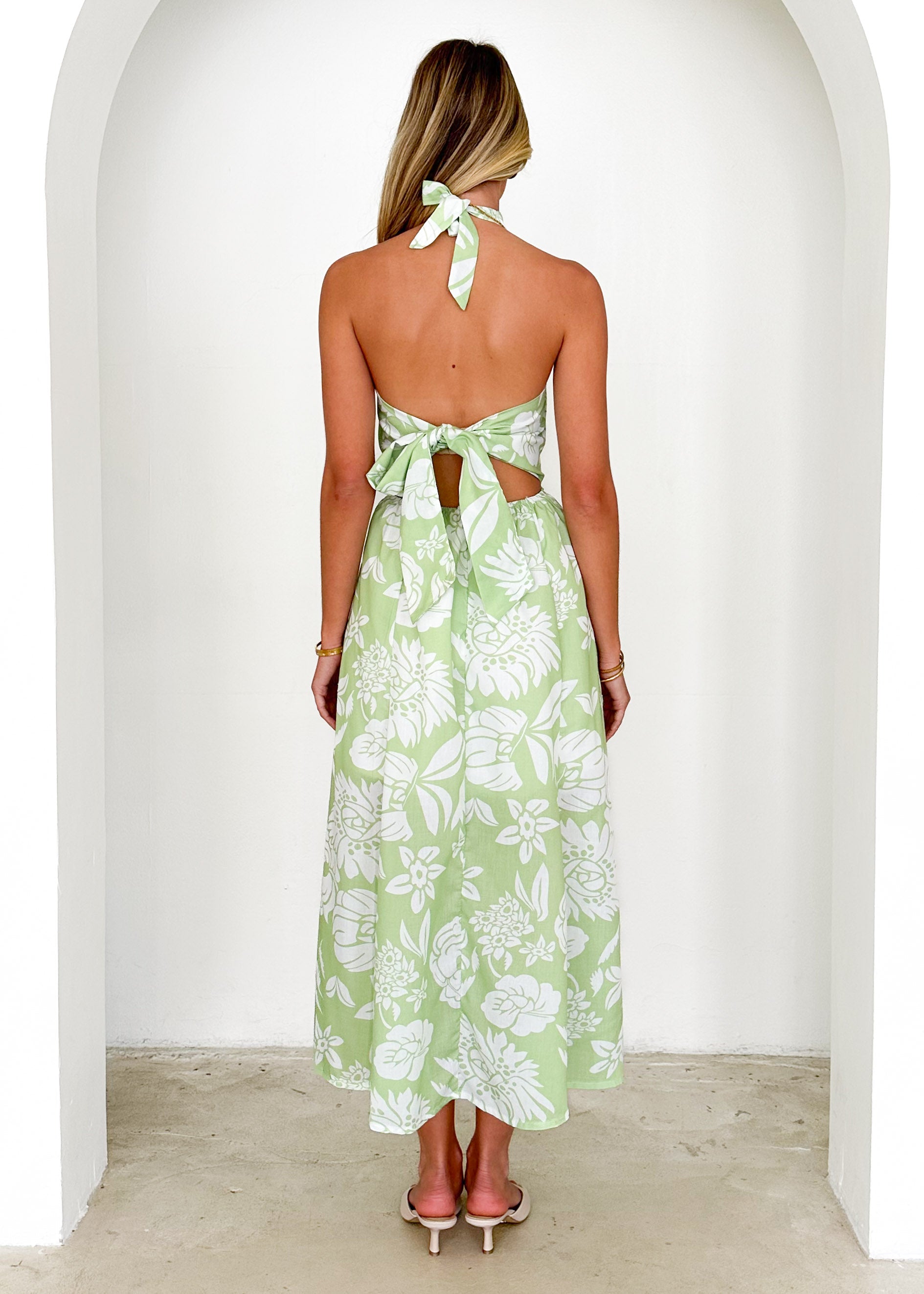 Laylo Halter Maxi Dress - Lime Floral