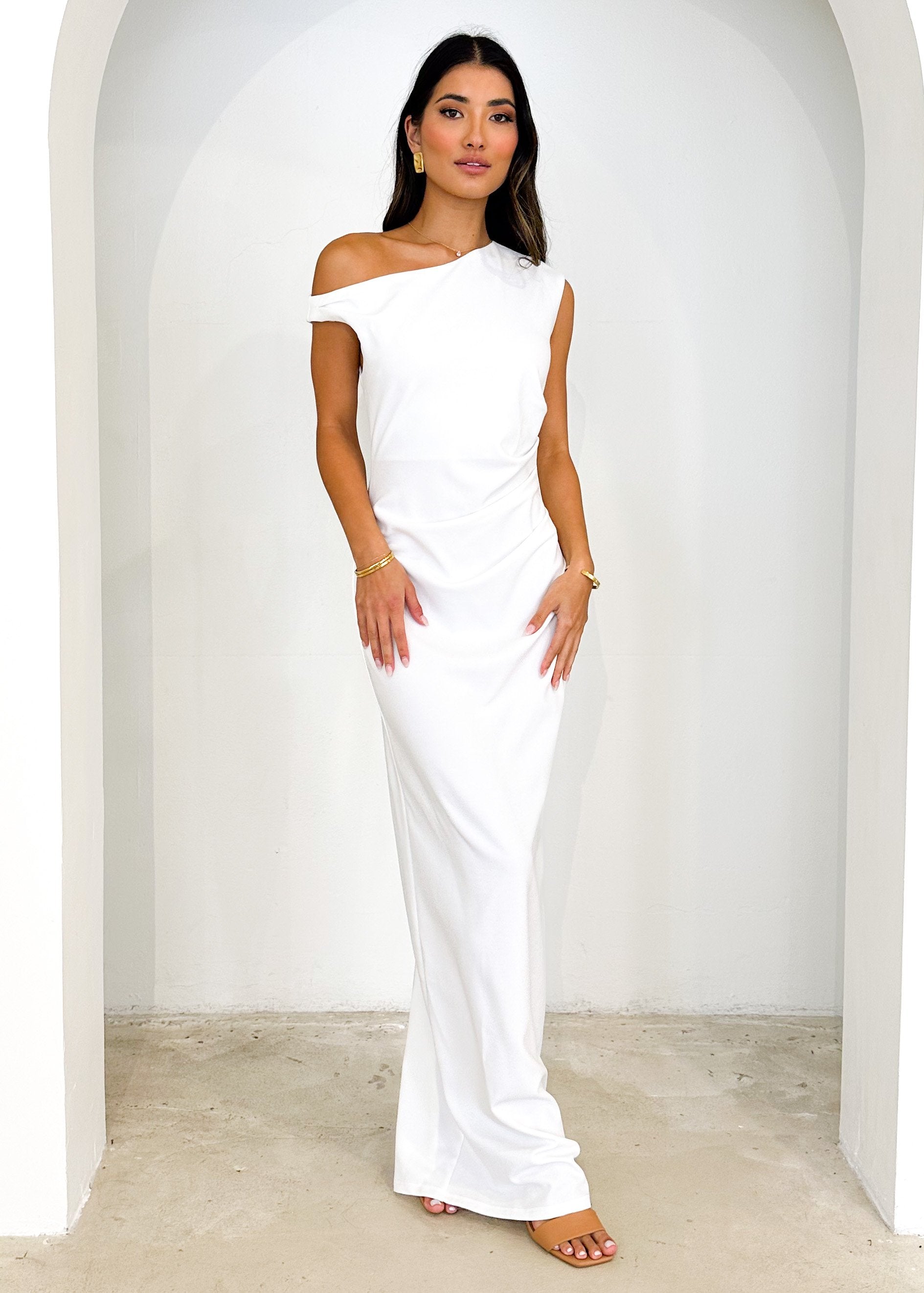 Carmella One Shoulder Maxi Dress - Off White