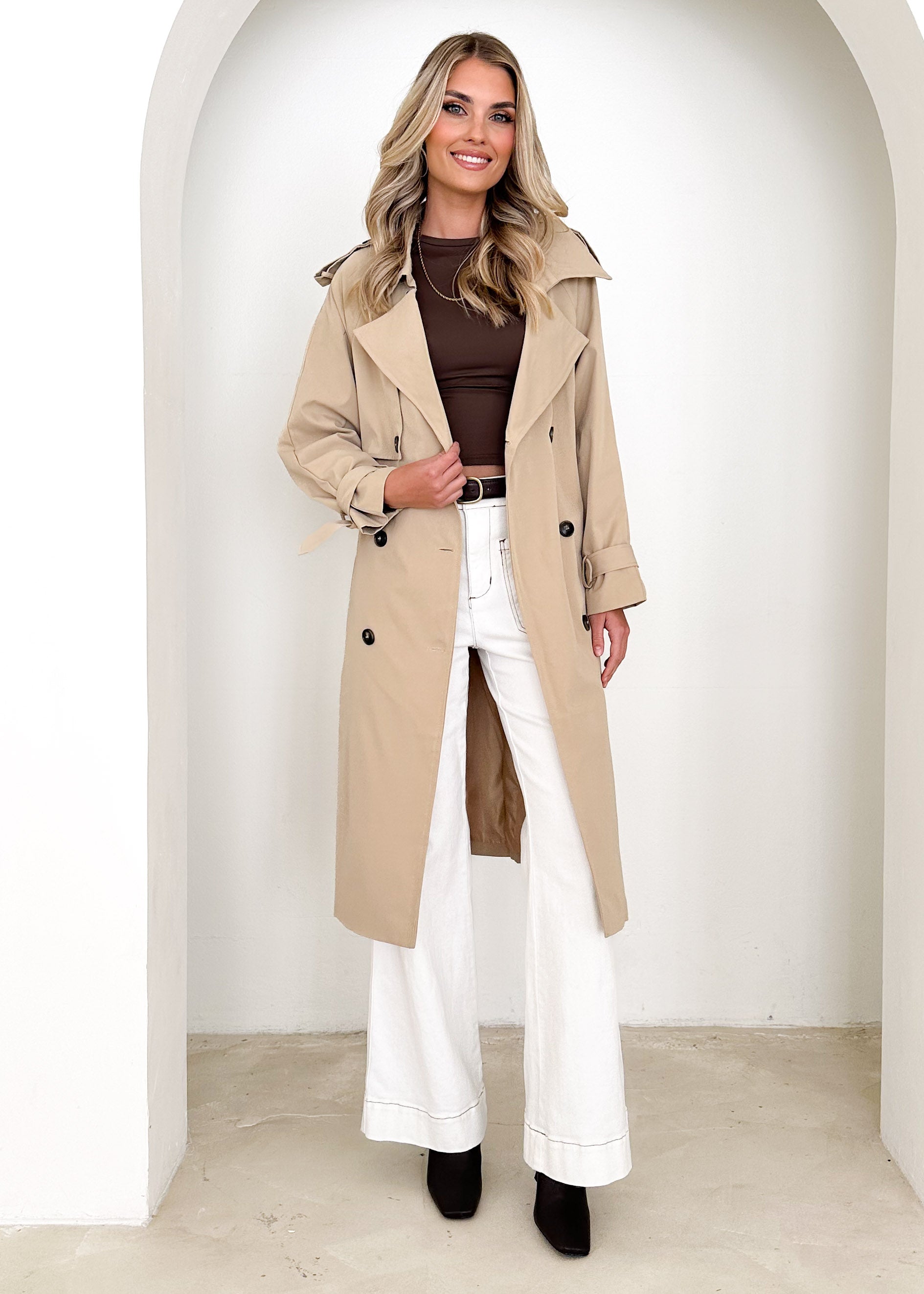 Taffie Trench Coat - Beige