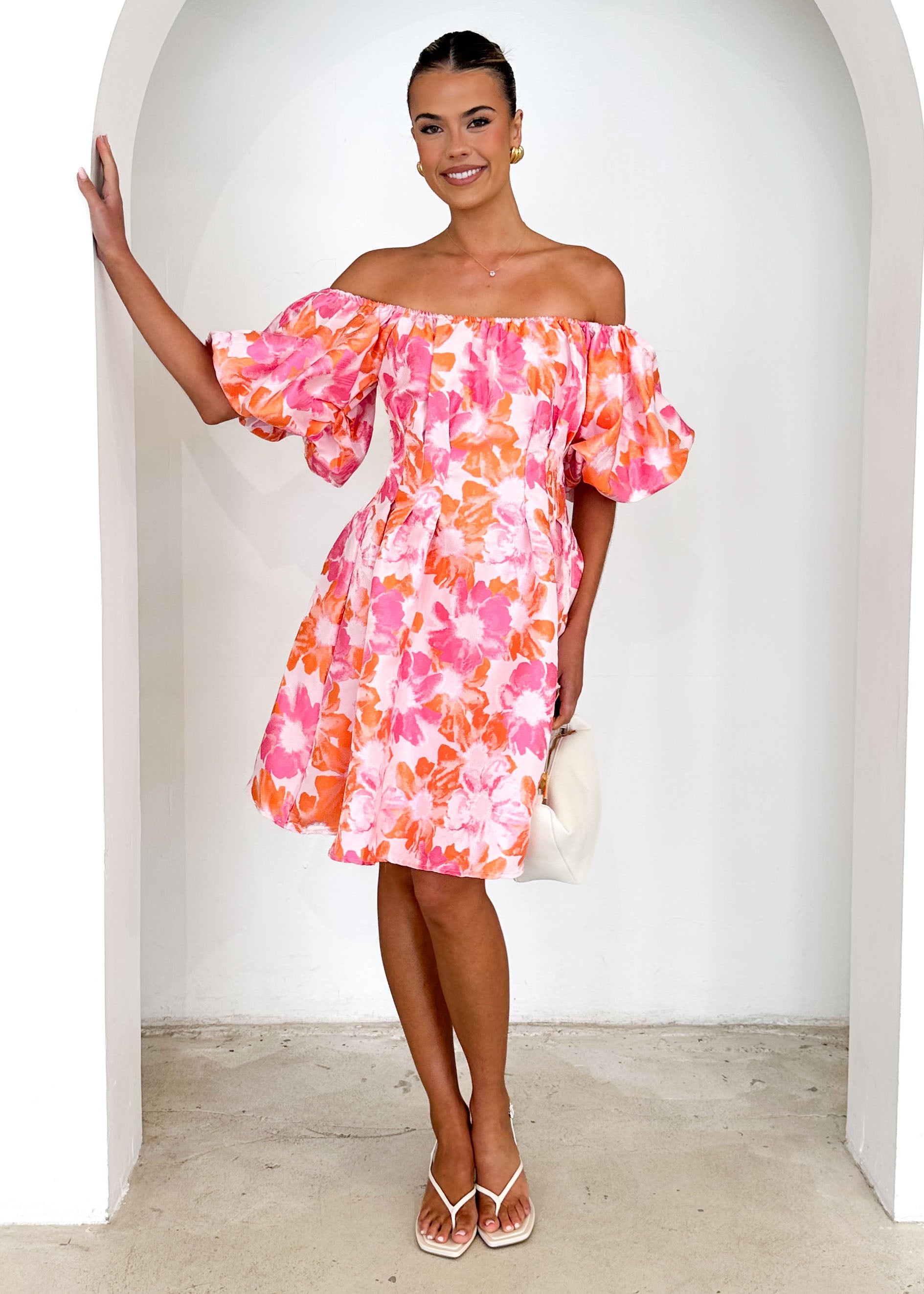 Xena Off Shoulder Dress - Sunset Floral