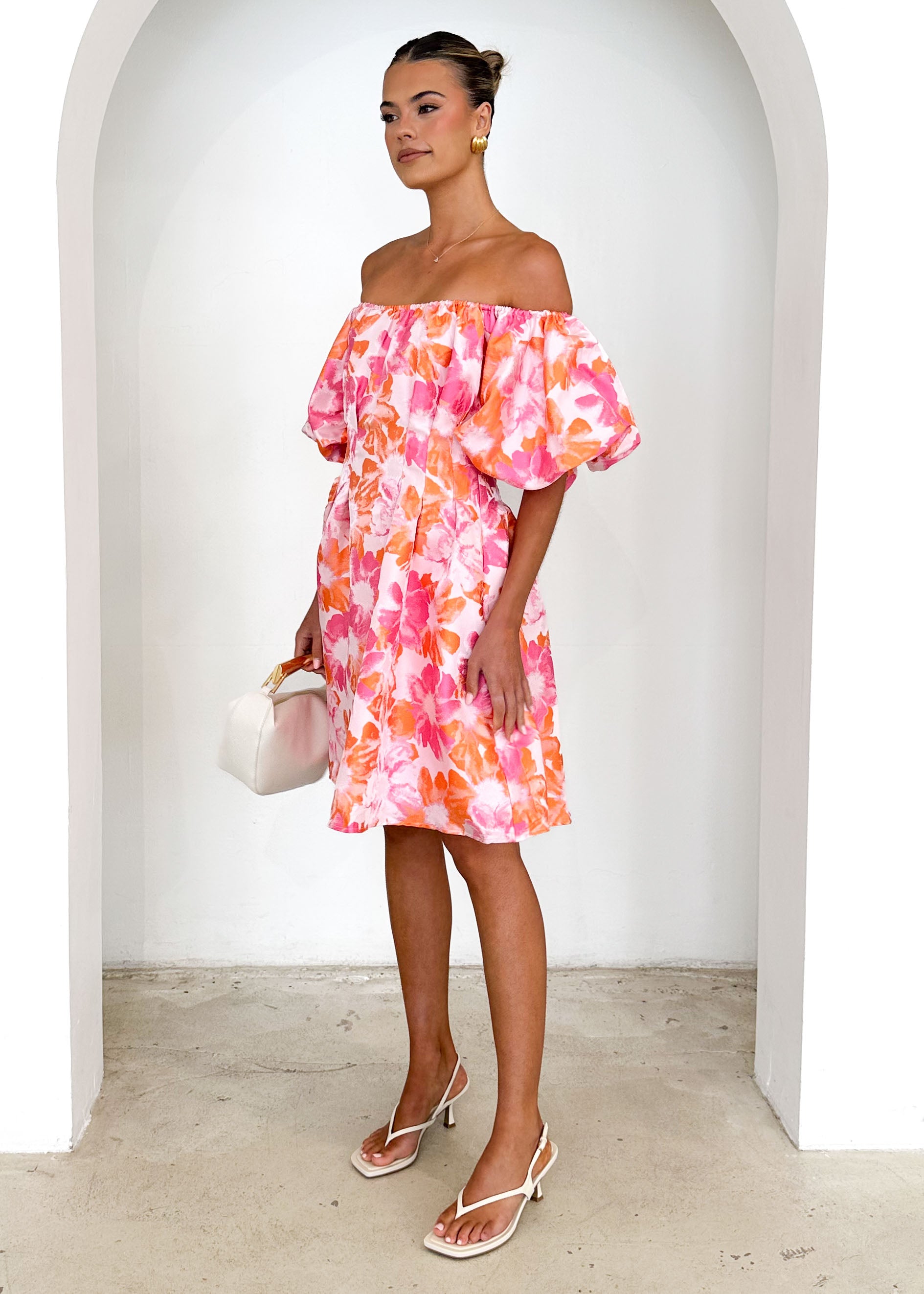 Xena Off Shoulder Dress - Sunset Floral