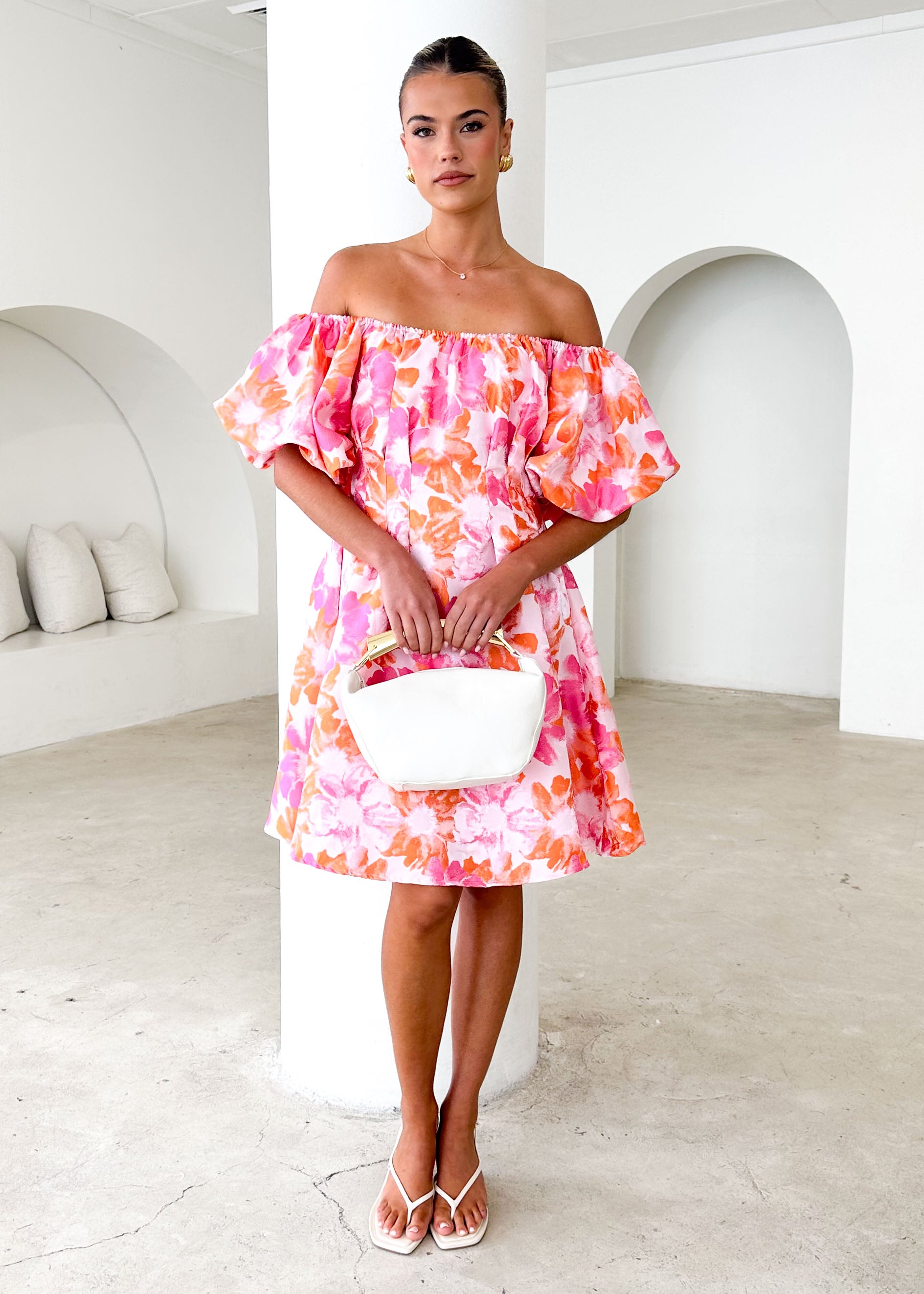 Xena Off Shoulder Dress - Sunset Floral