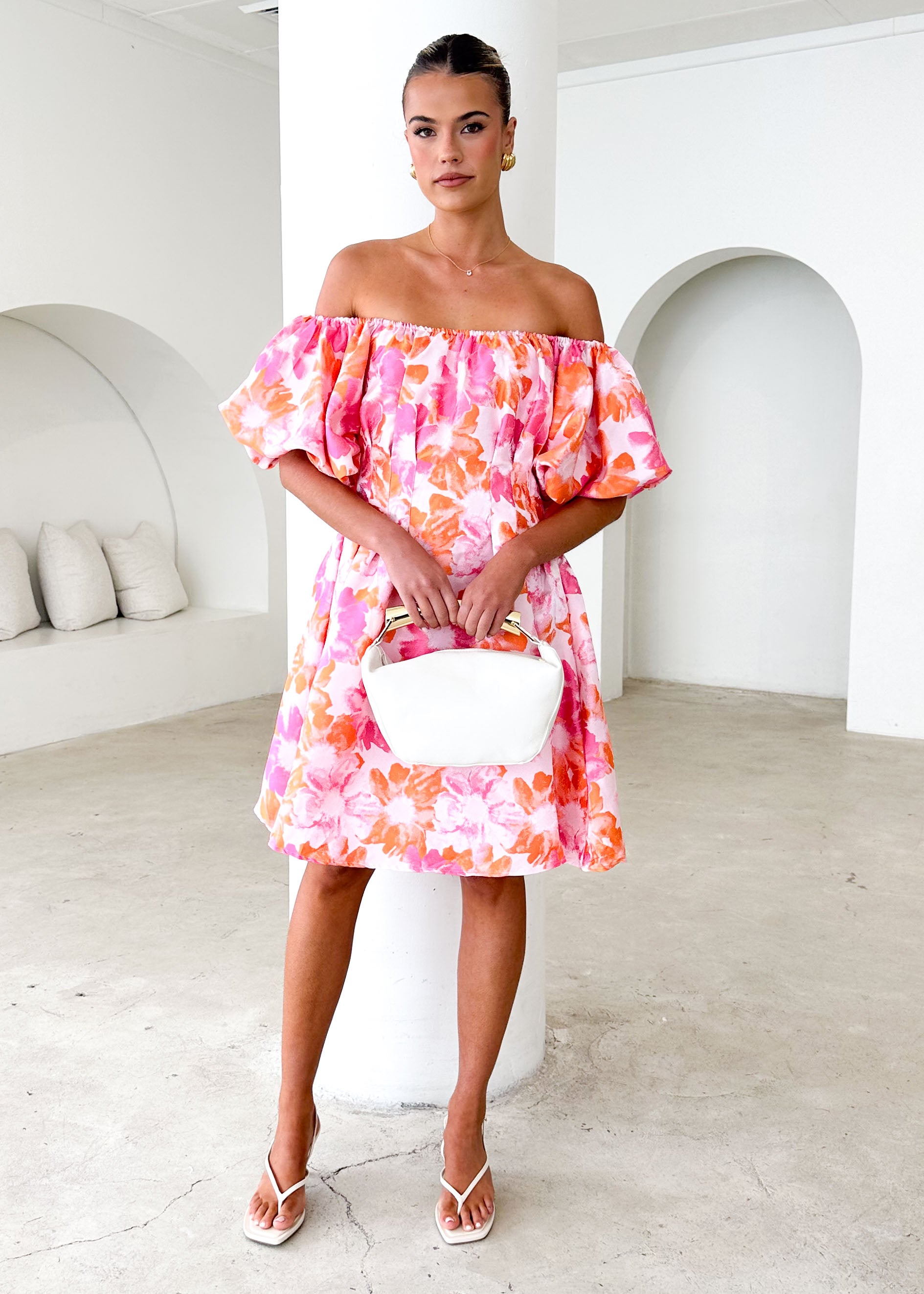 Xena Off Shoulder Dress - Sunset Floral