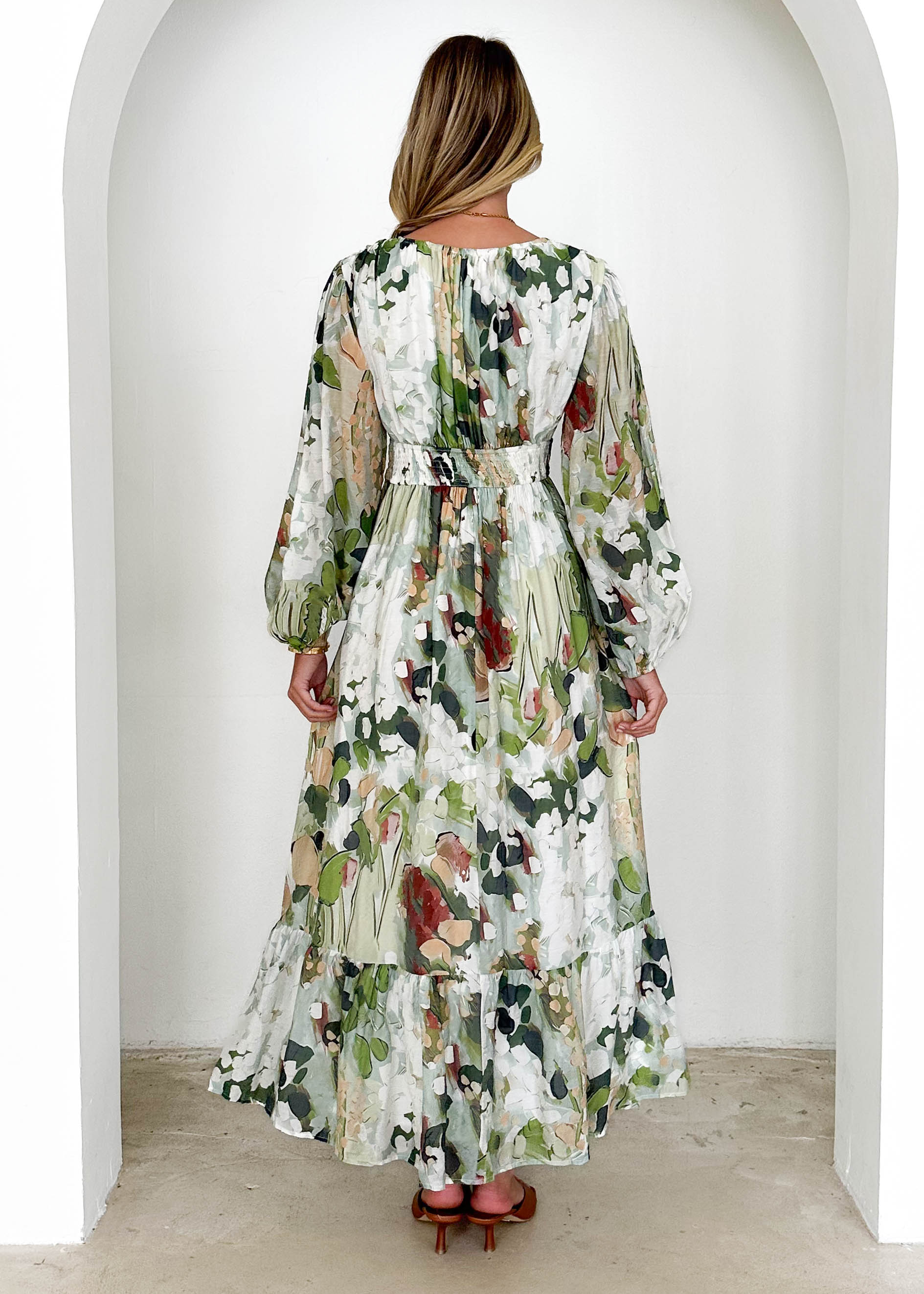 Geneva Maxi Dress - Green Abstract