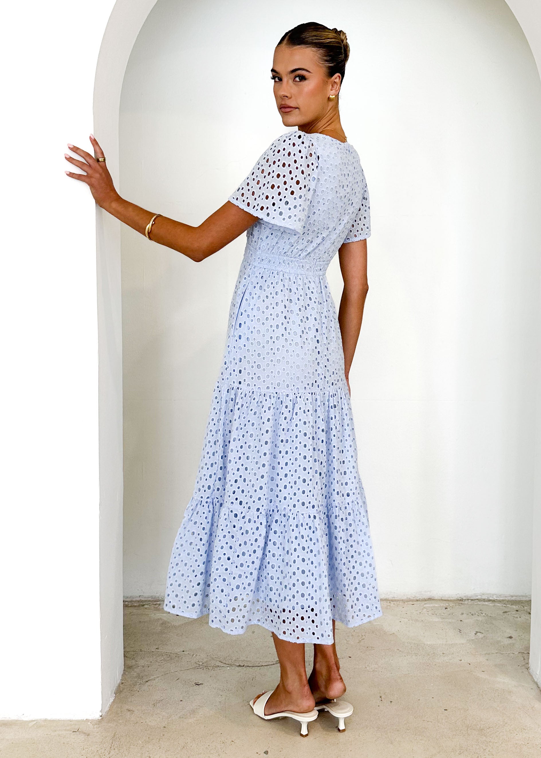 Pia Maxi Dress - Baby Blue Anglaise