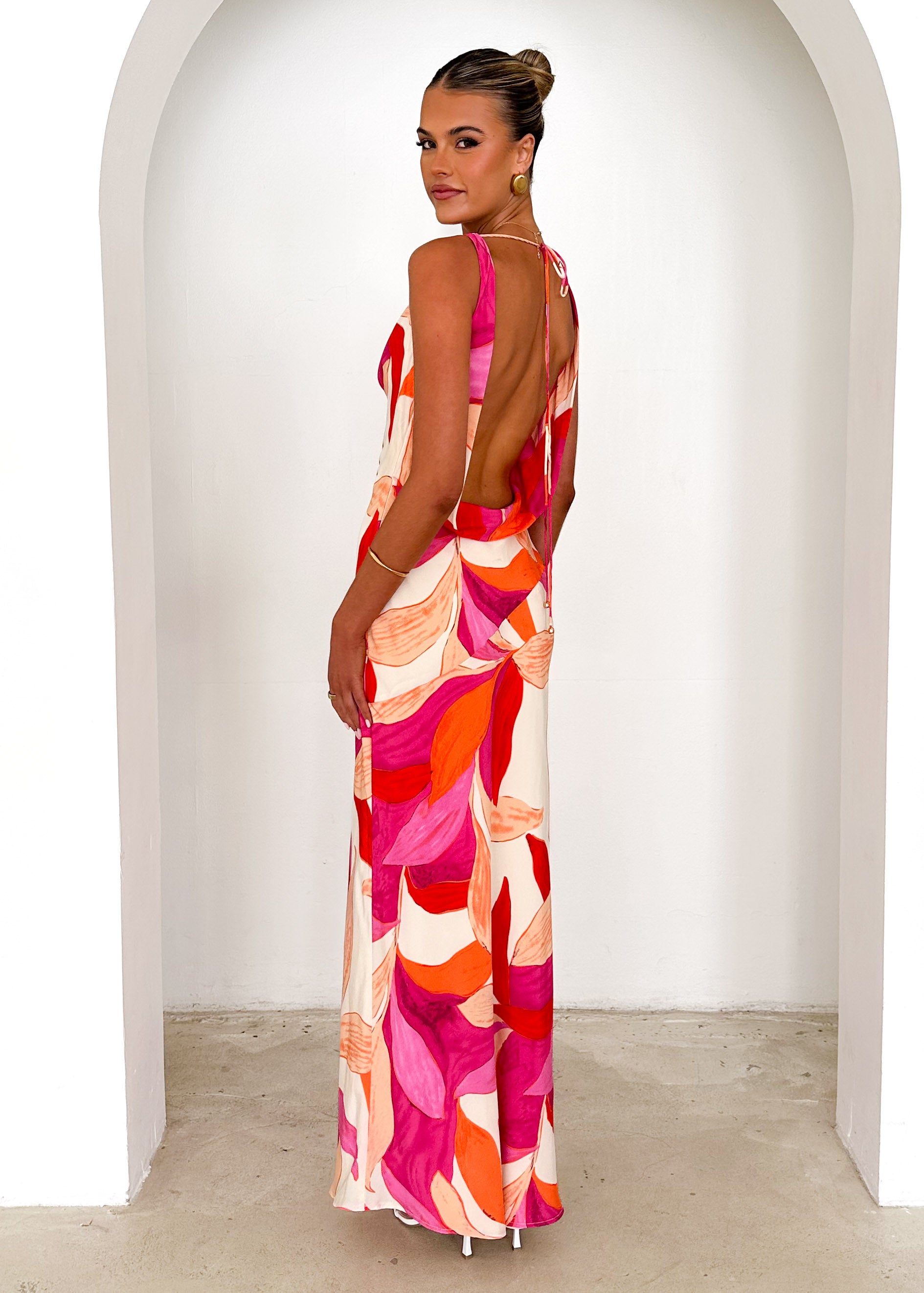 Lisbon Maxi Dress - Pink Leaf