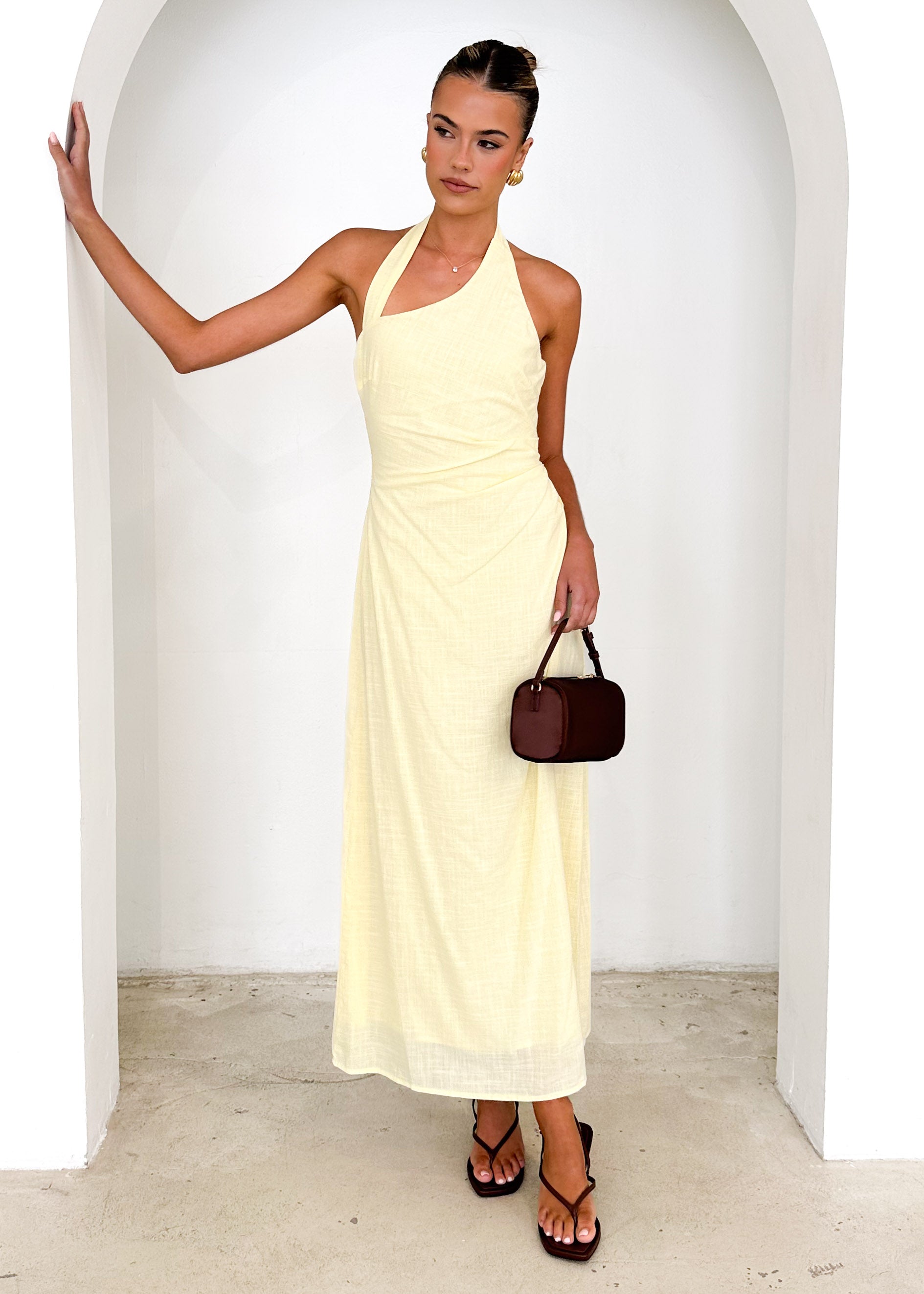 Aella Halter Maxi Dress - Lemon