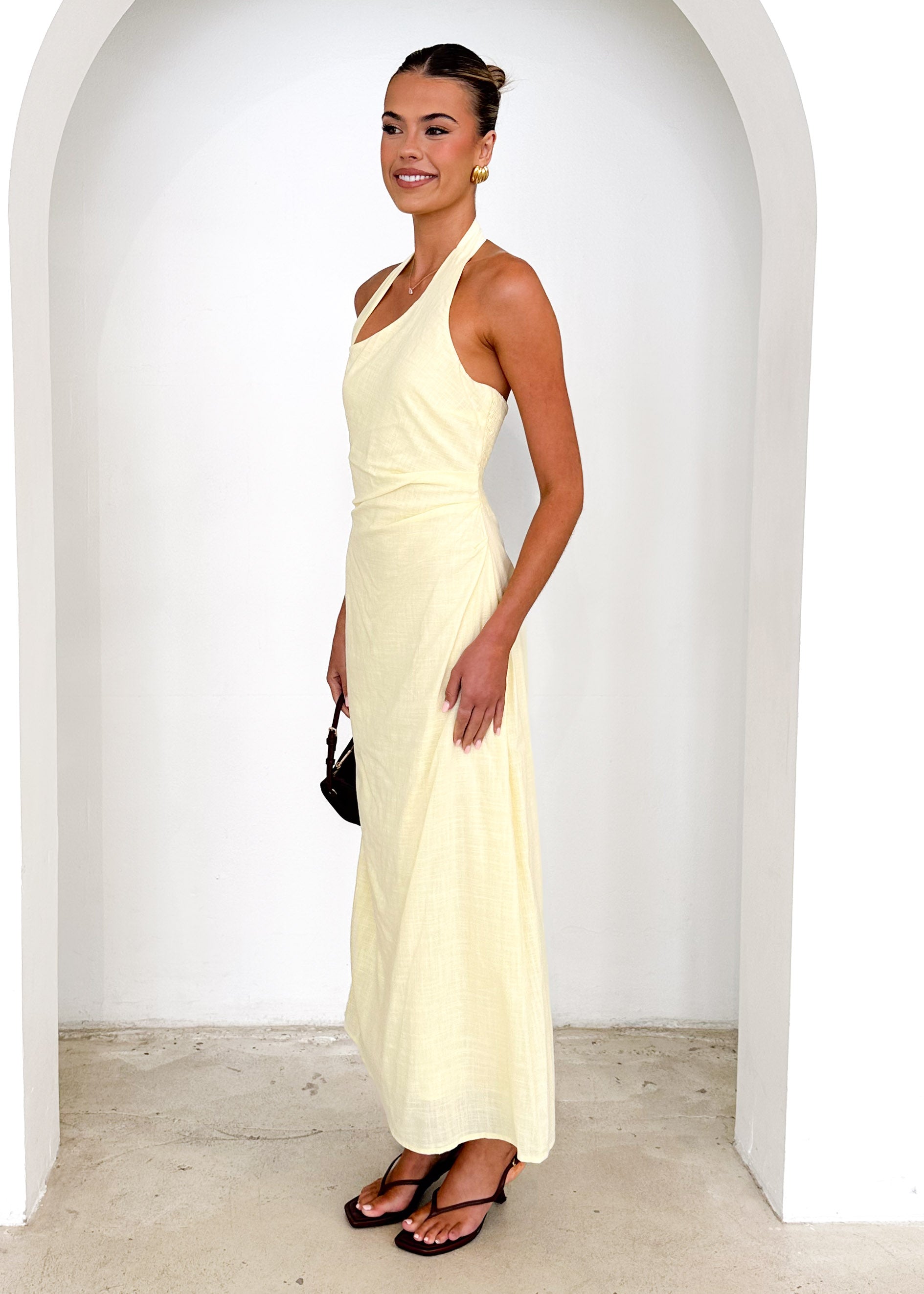 Aella Halter Maxi Dress - Lemon