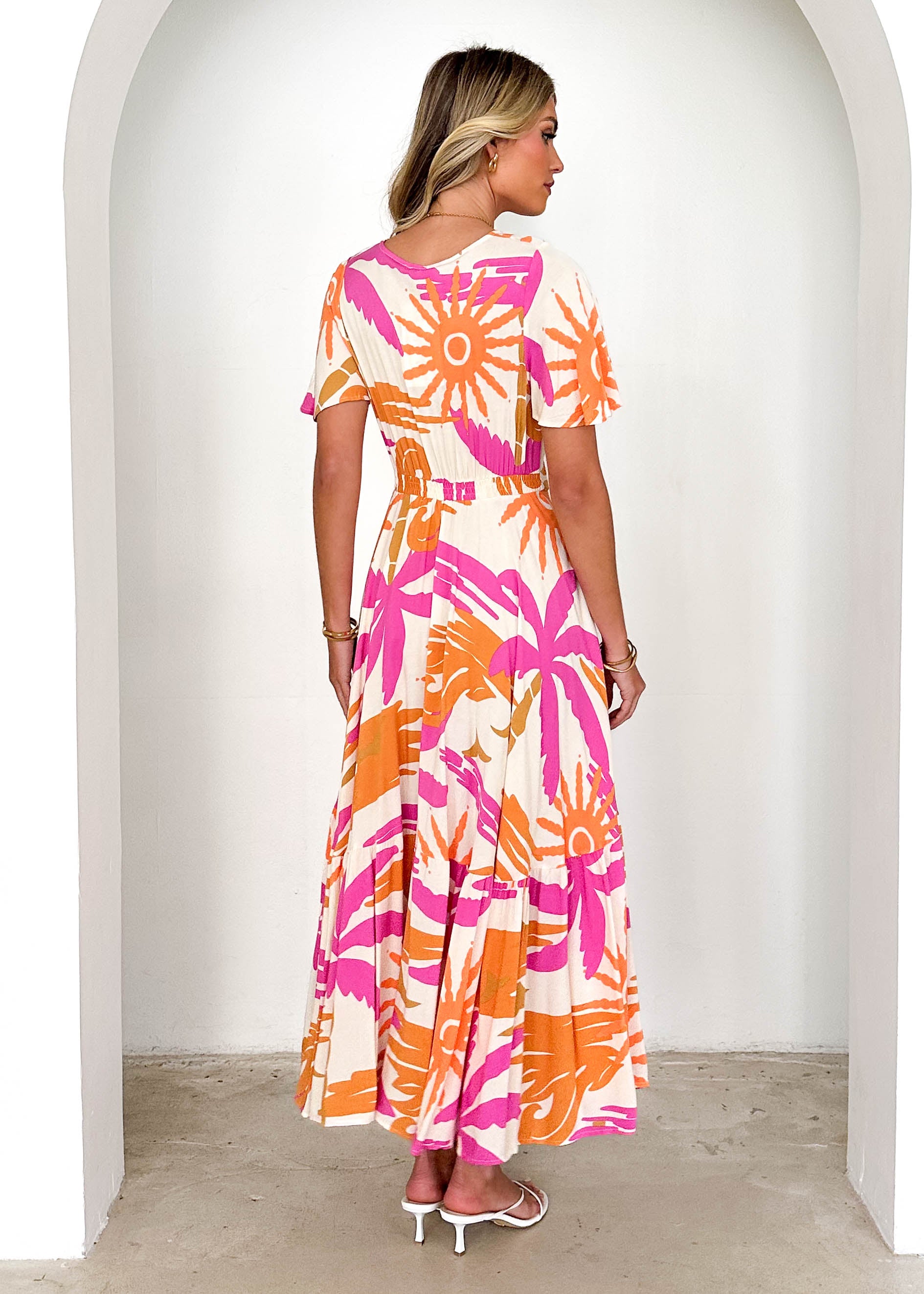 Nia Maxi Dress - Pink Abstract