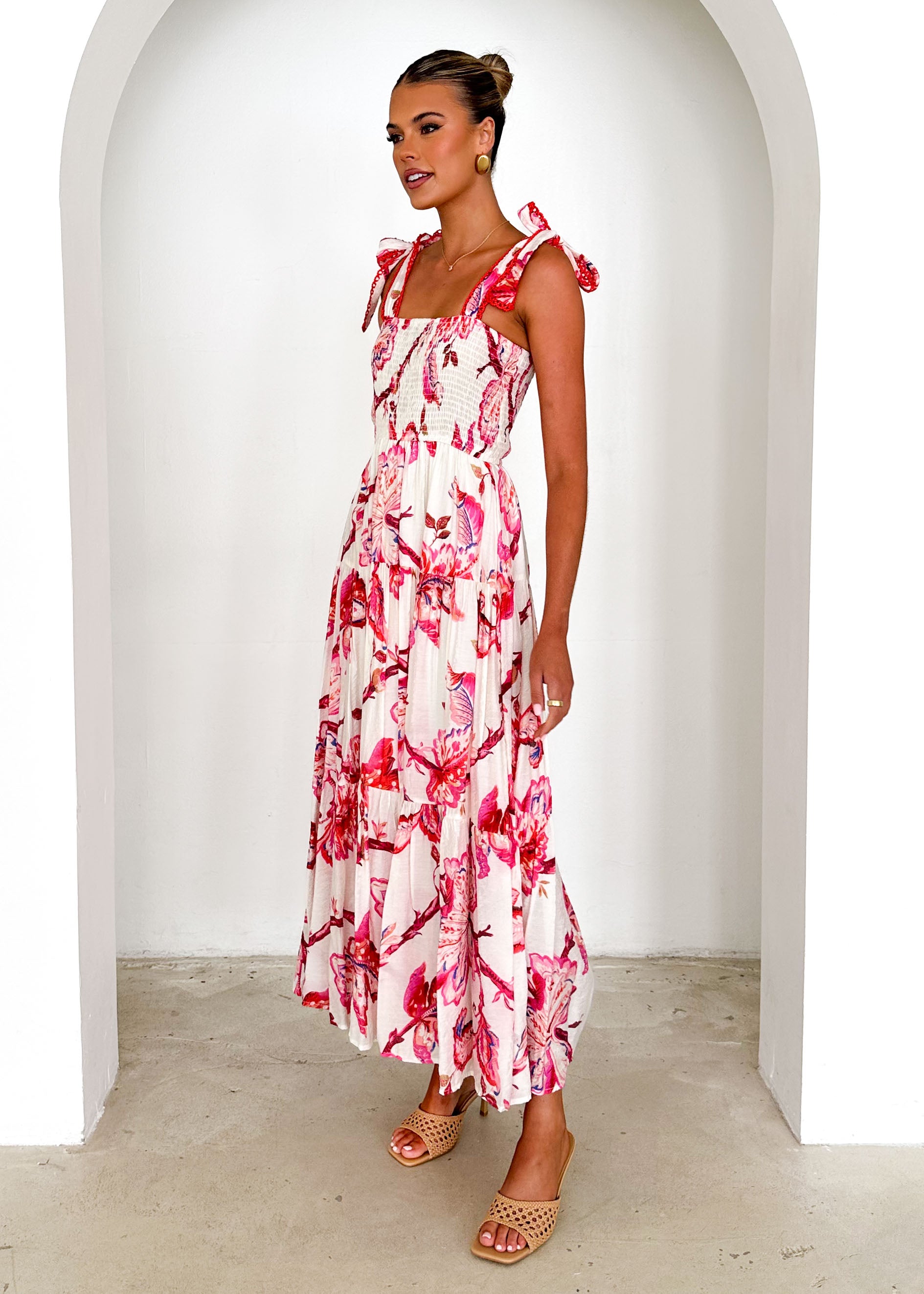 Beatrice Maxi Dress - Red Floral