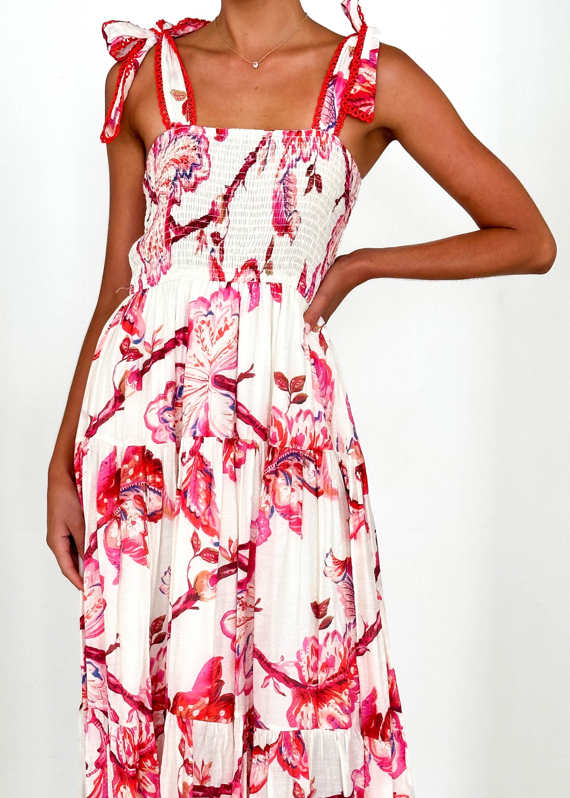 Beatrice Maxi Dress - Red Floral