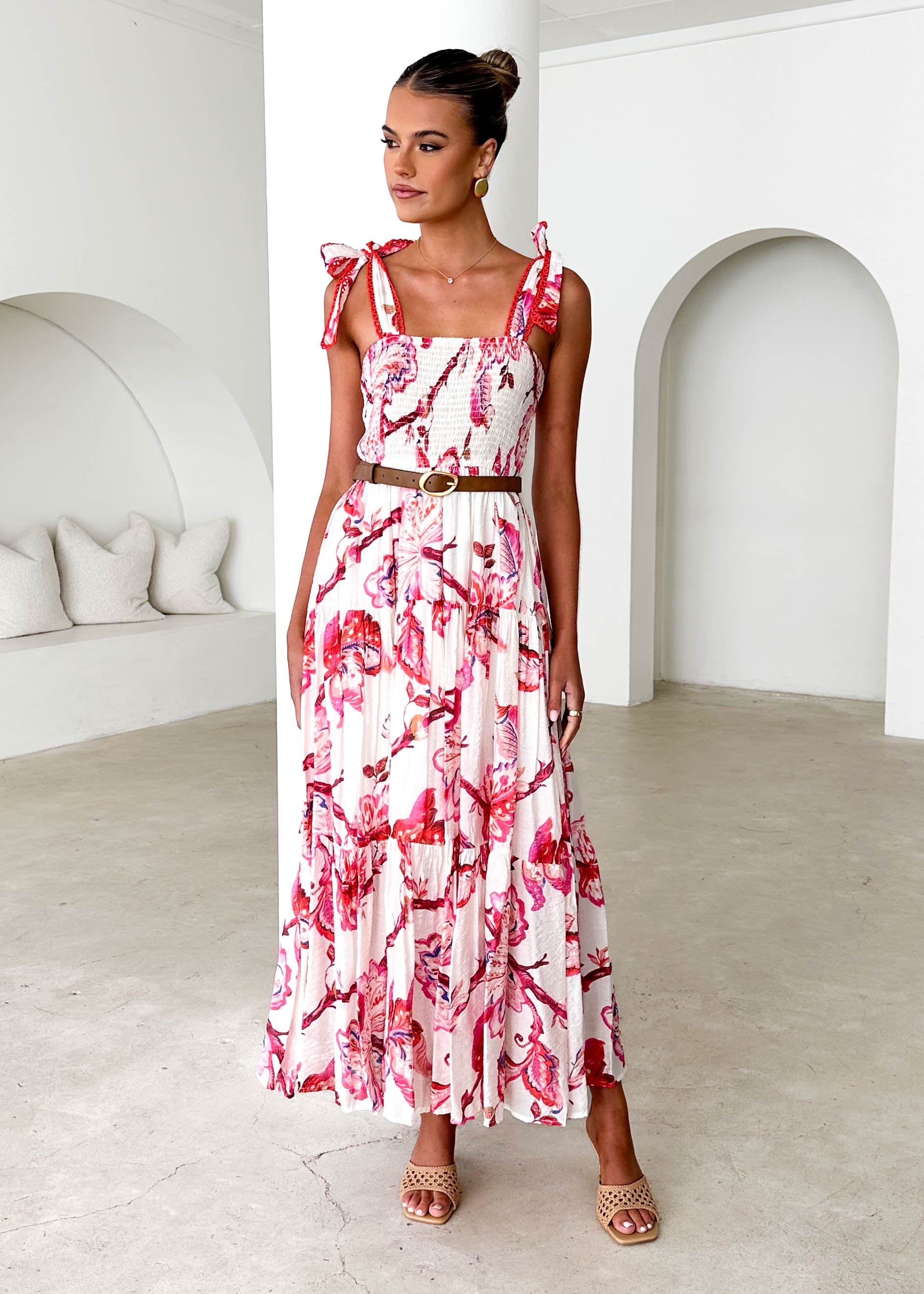 Beatrice Maxi Dress - Red Floral