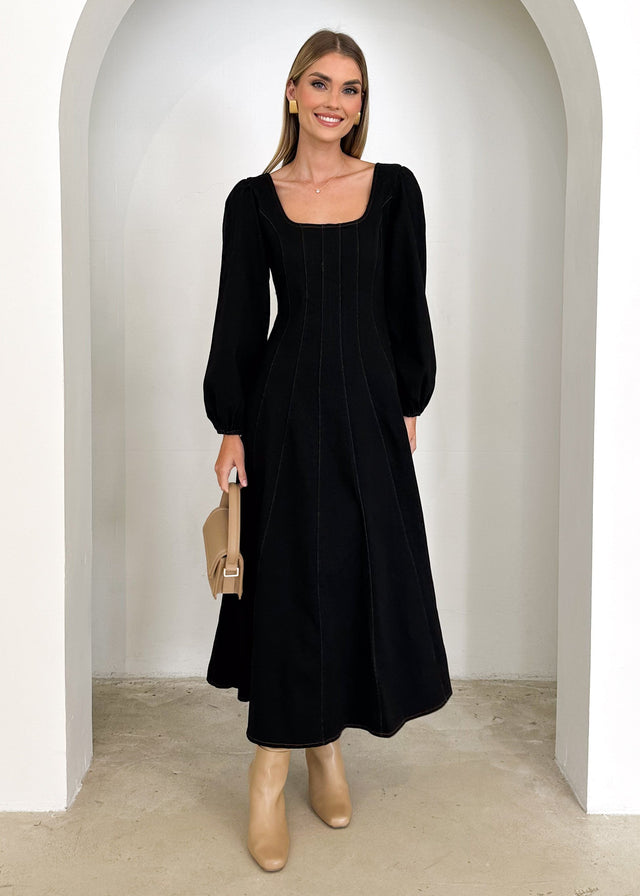 Andy Denim Maxi Dress - Black