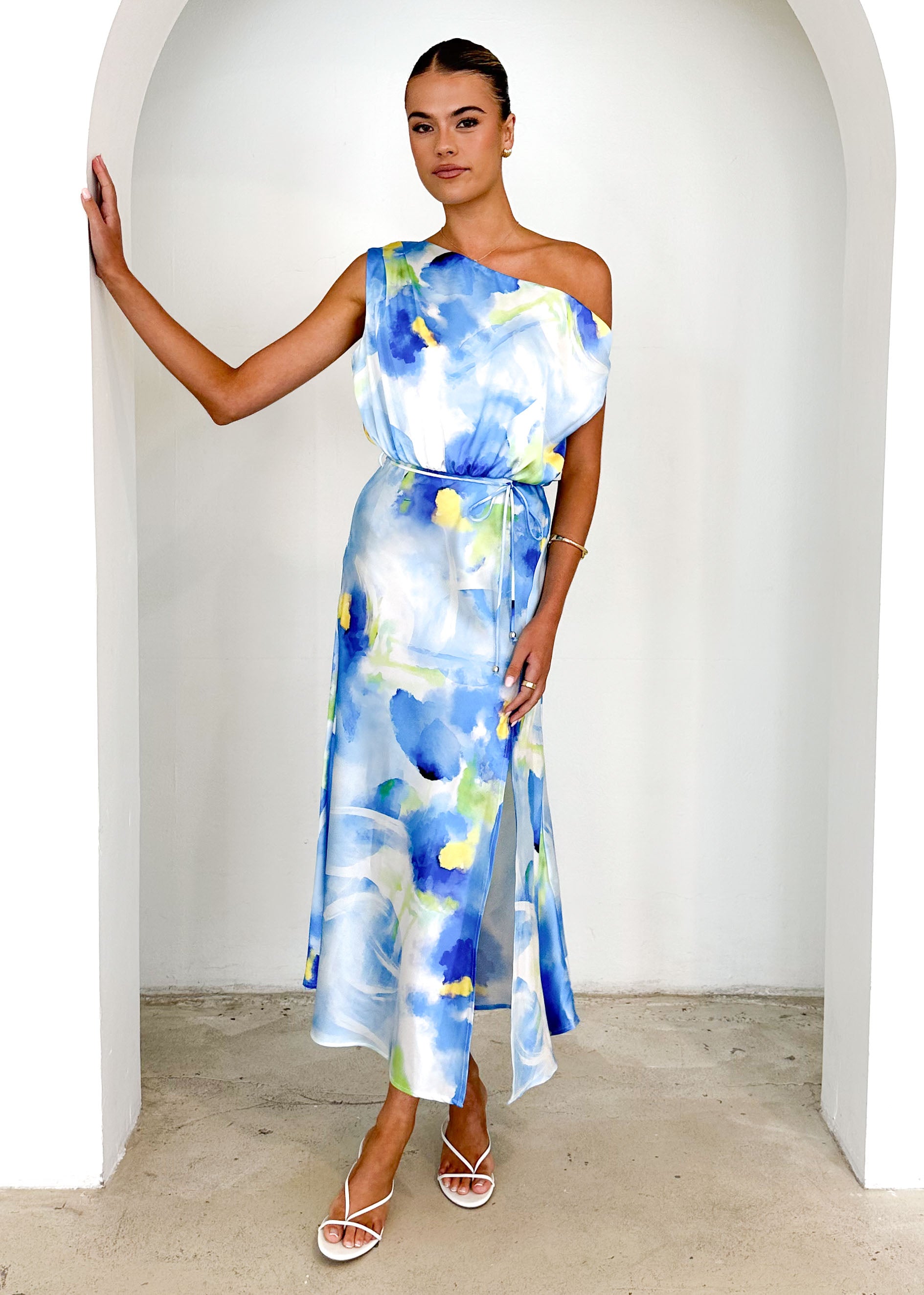 Tanya Midi Dress - Blue Abstract