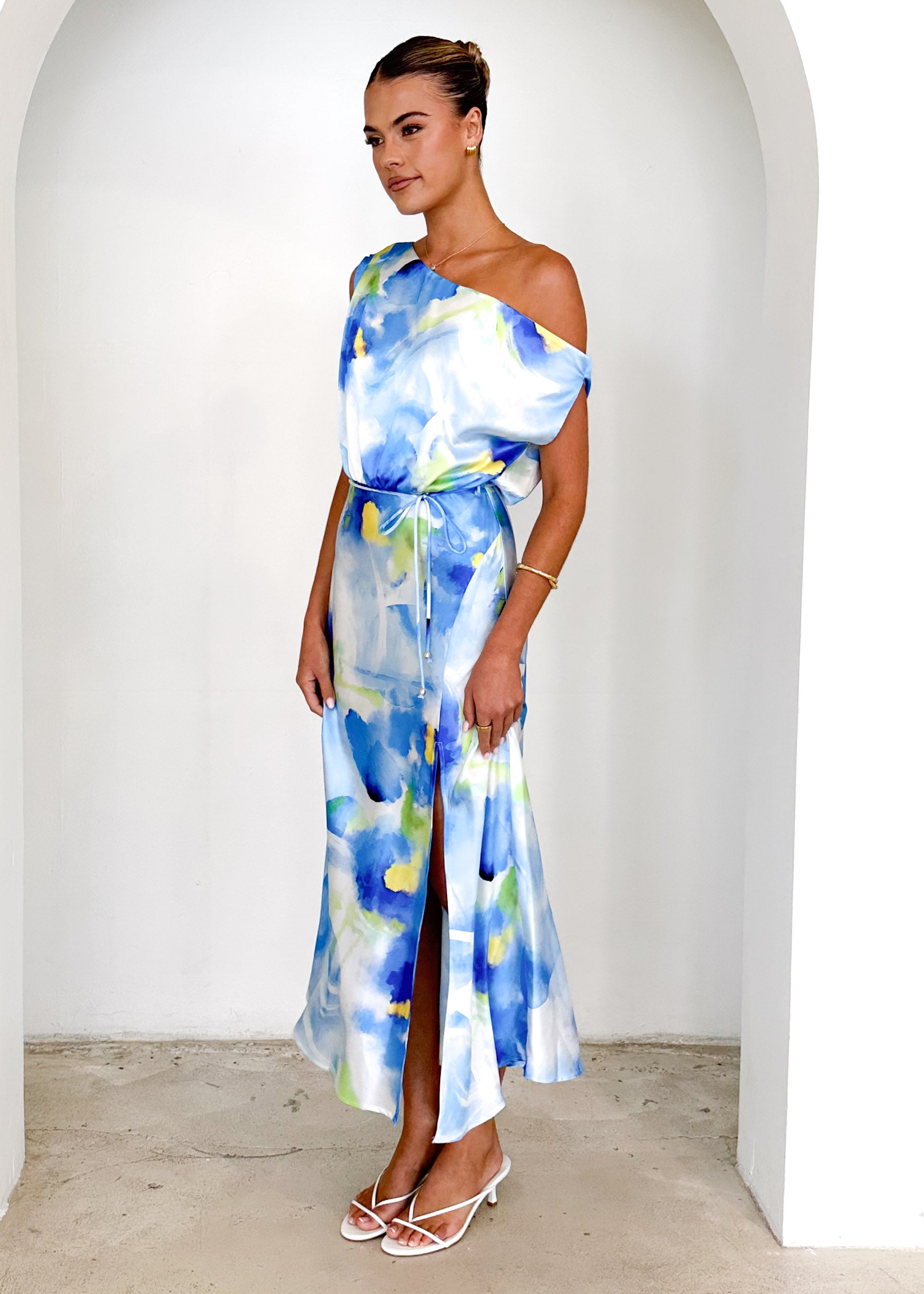 Tanya Midi Dress - Blue Abstract