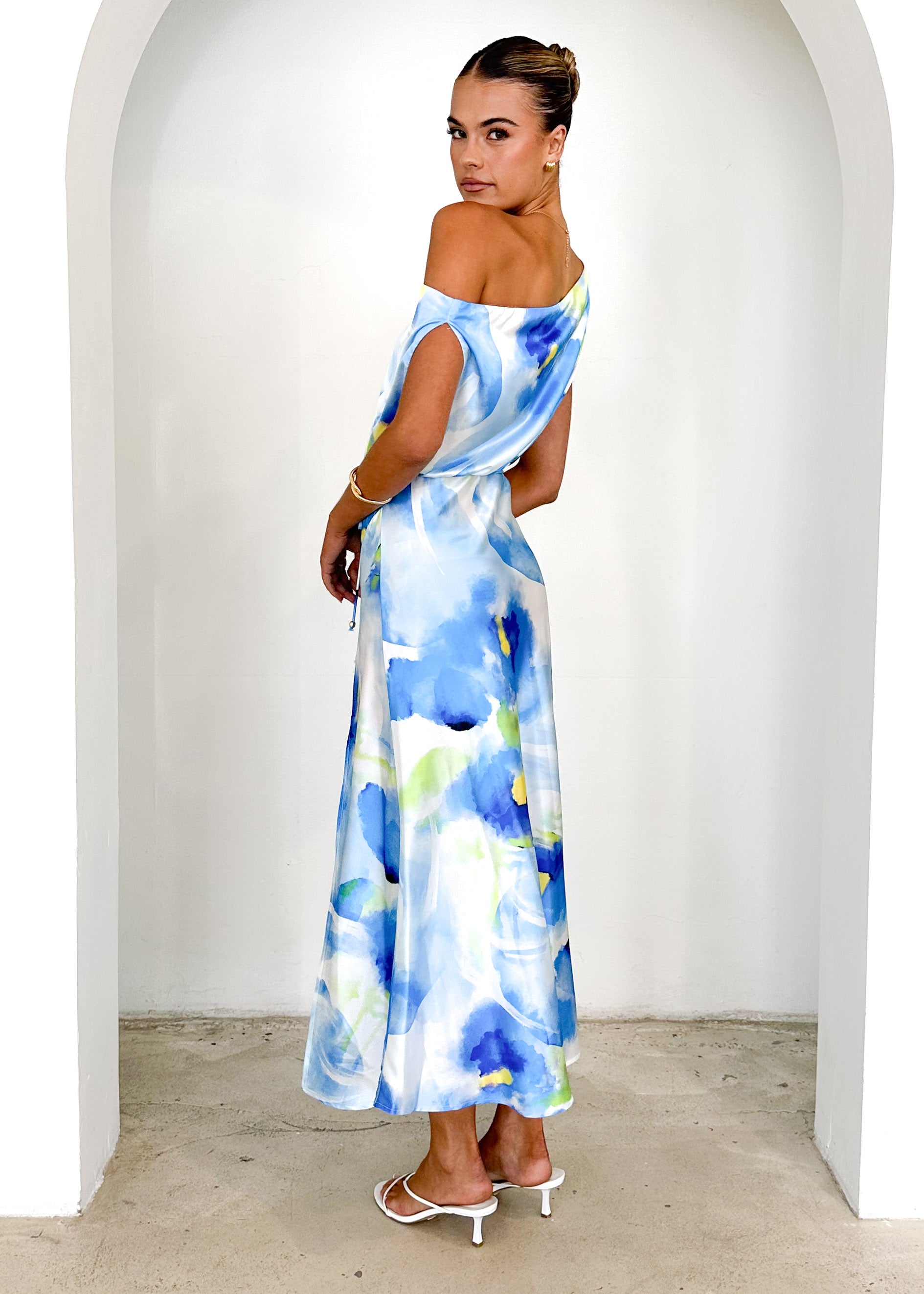 Tanya Midi Dress - Blue Abstract