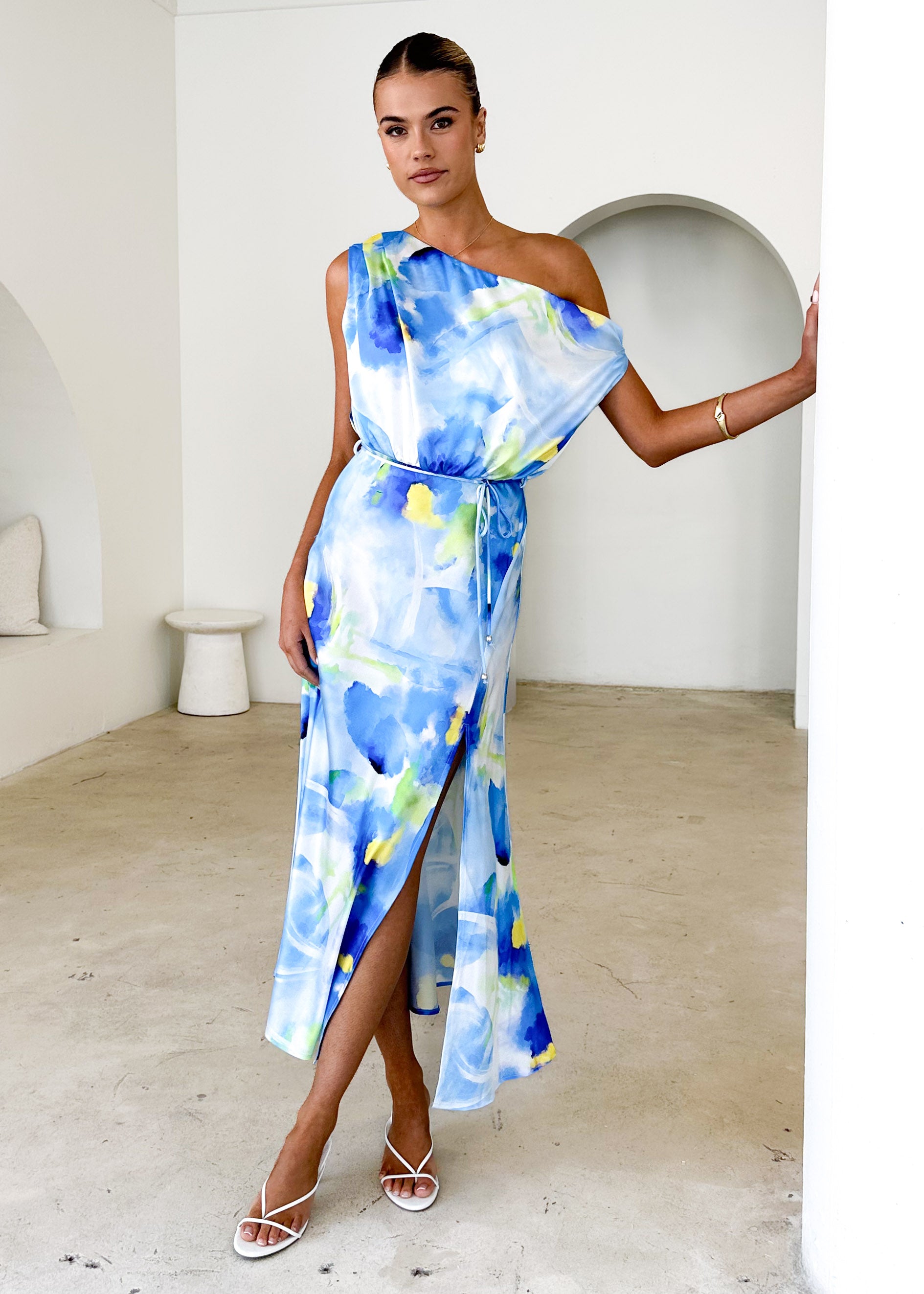 Tanya Midi Dress - Blue Abstract