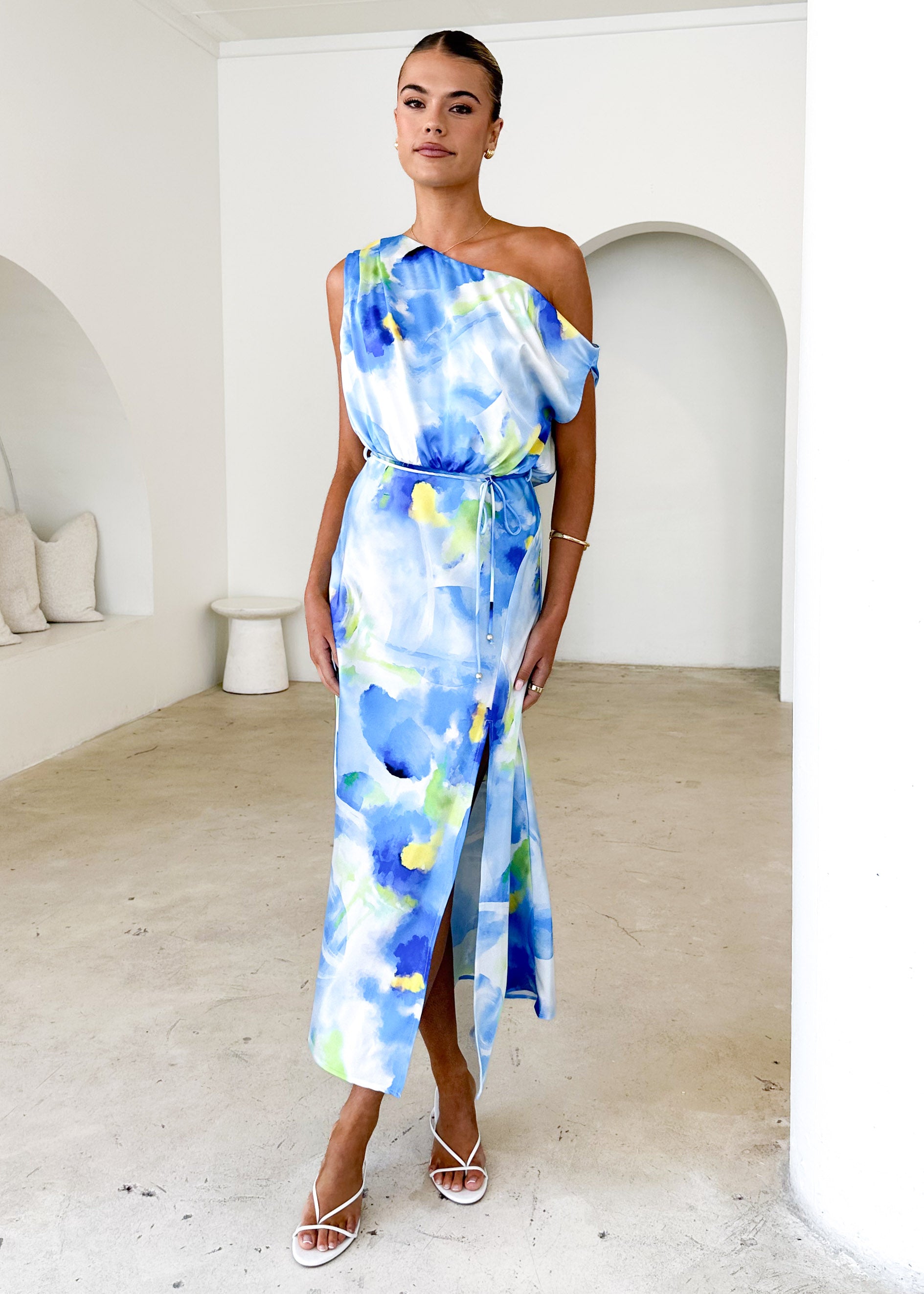 Tanya Midi Dress - Blue Abstract