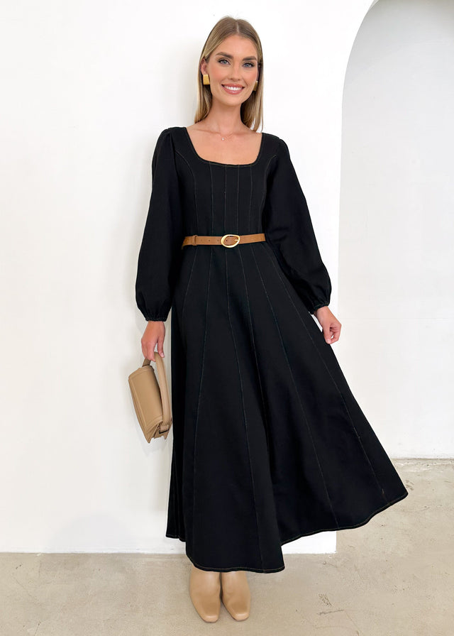 Andy Denim Maxi Dress - Black