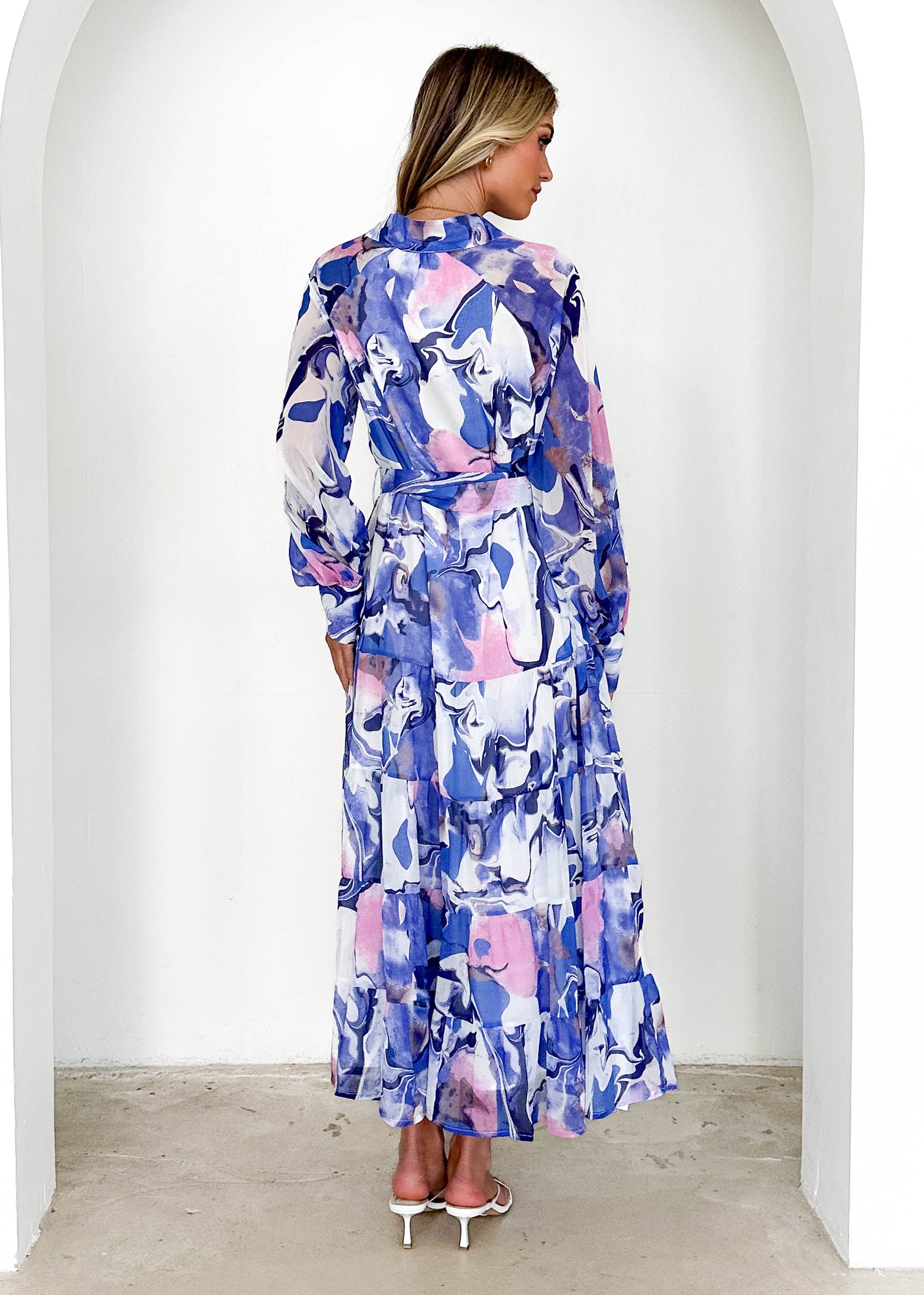 Amelie Maxi Dress - Blue Watercolour